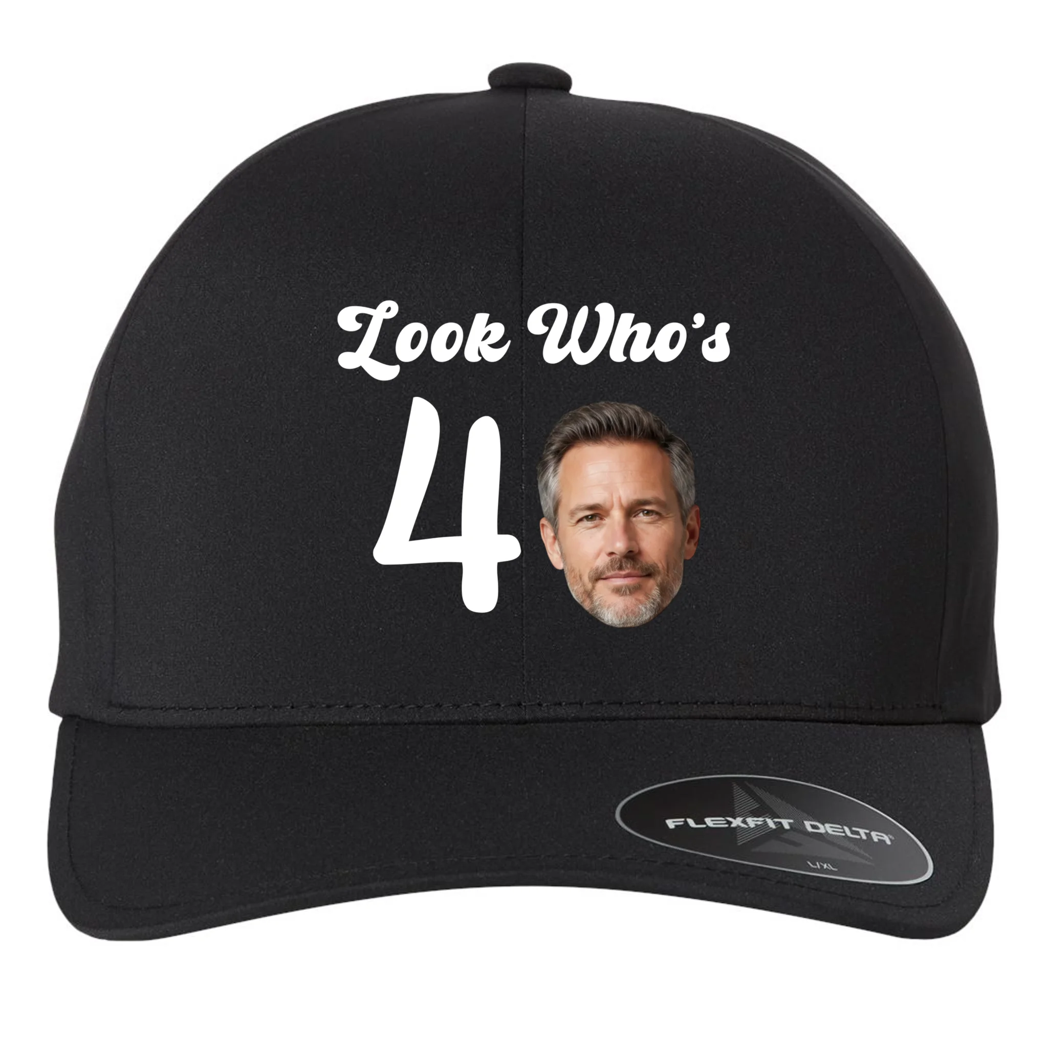 Look Who's Funny Custom Face Birthday Flexfit Men's Snapback Hat - Front
