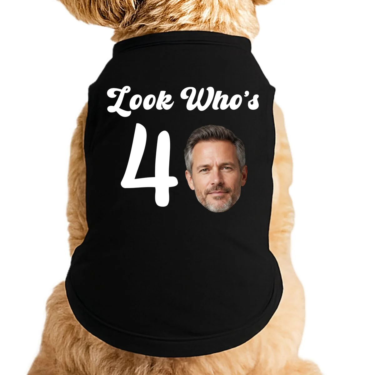 Look Who's Funny Custom Face Birthday Doggie Tank - Front
