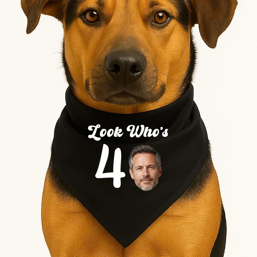 Look Who's Funny Custom Face Birthday Dog Bandana - Front 1