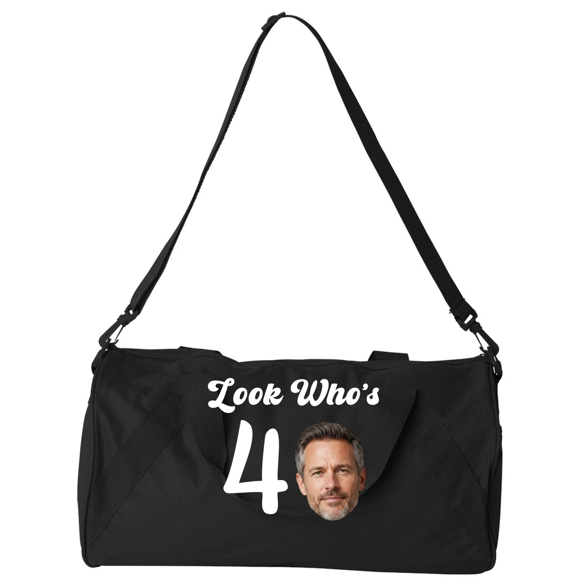 Look Who's Funny Custom Face Birthday Duffel Bag - Front