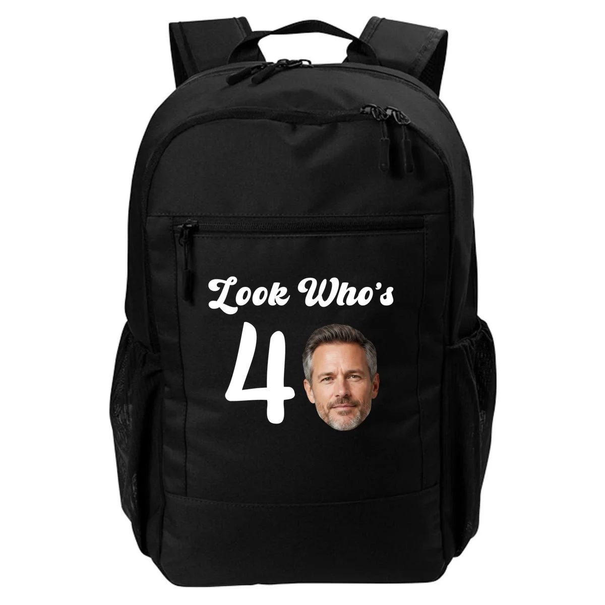 Look Who's Funny Custom Face Birthday Backpack - Front