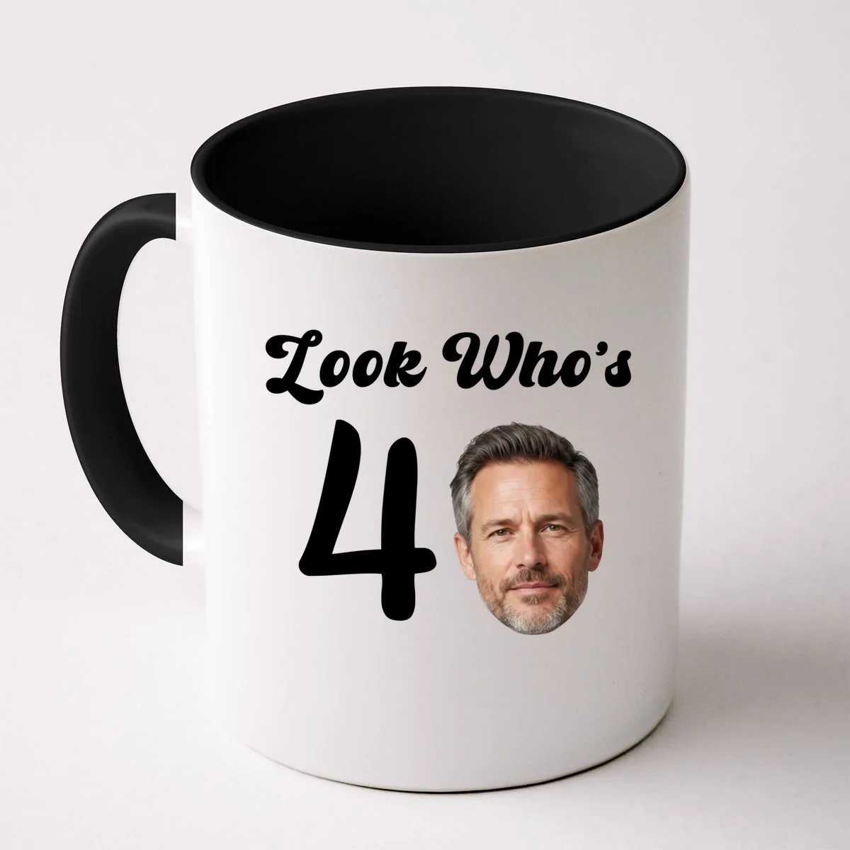 Look Who's Funny Custom Face Birthday Coffee Mug - Front
