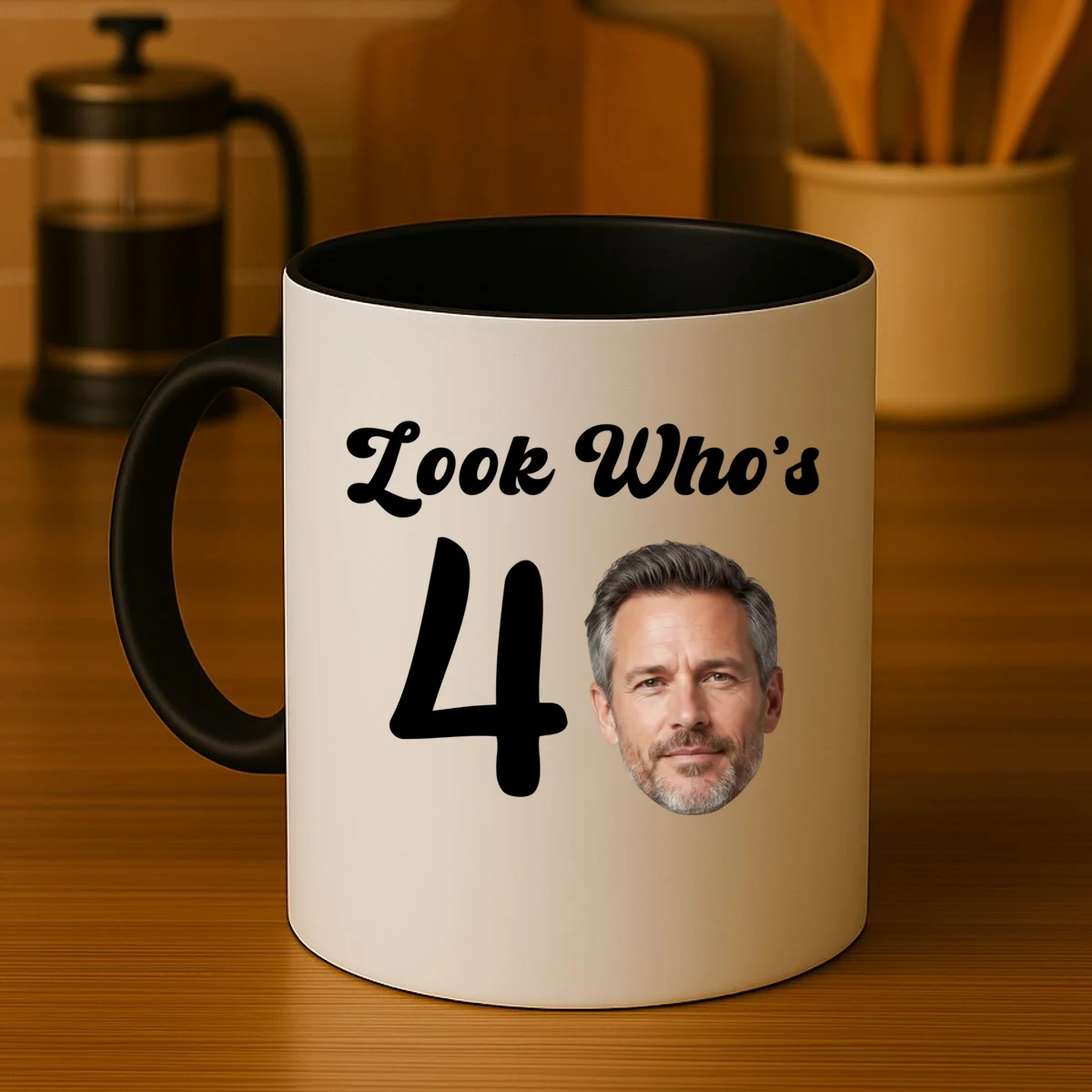 Look Who's Funny Custom Face Birthday Coffee Mug - Front 3