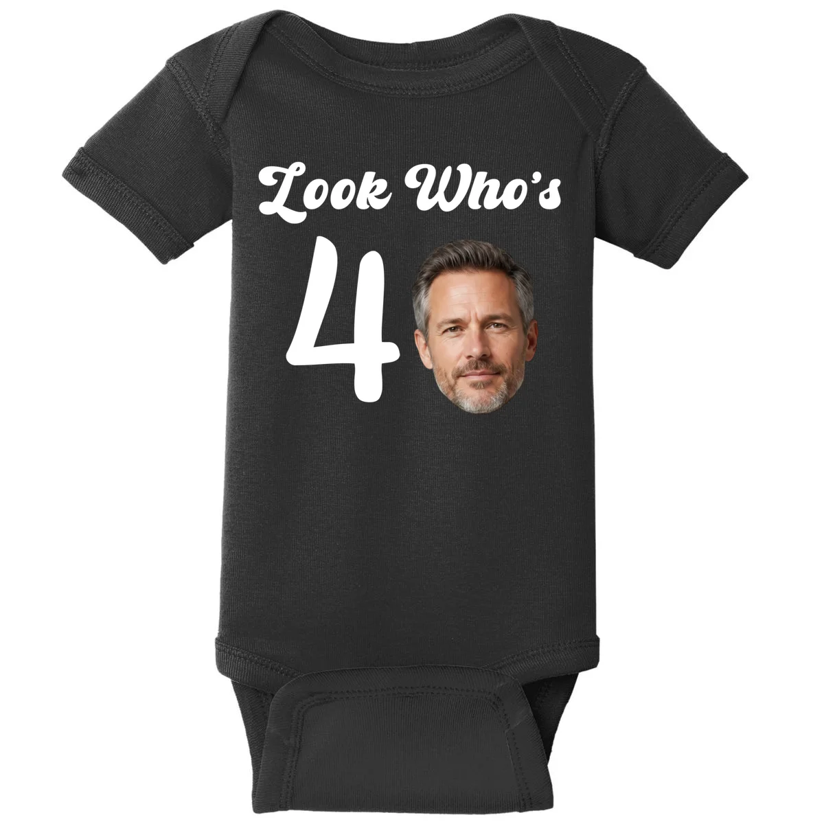 Look Who's Funny Custom Face Birthday Baby Bodysuit - Front