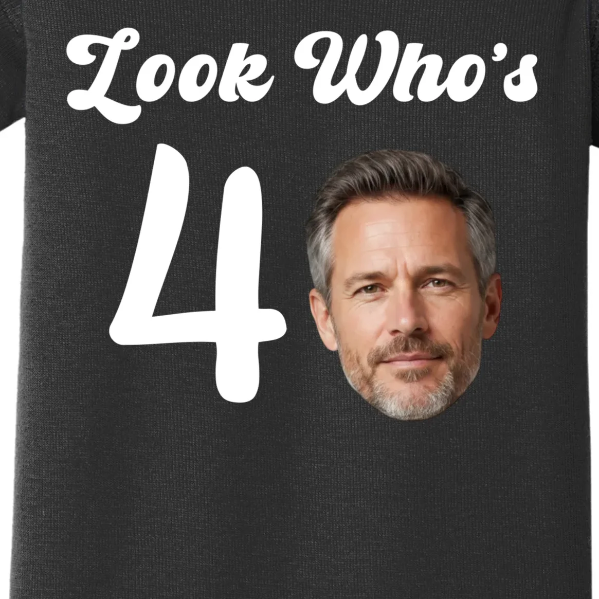 Look Who's Funny Custom Face Birthday Baby Bodysuit - Front - Close-up