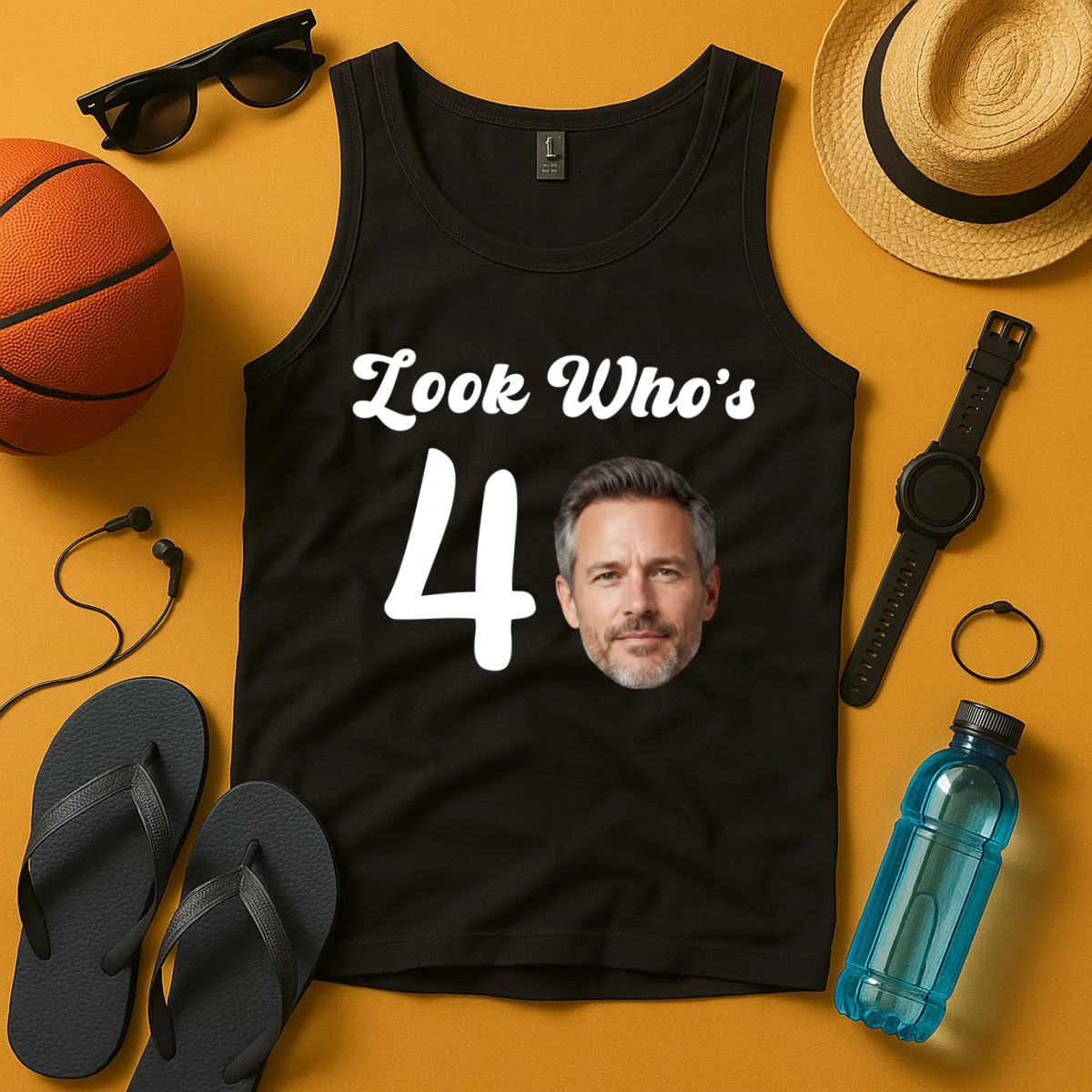 Look Who's Funny Custom Face Birthday Tank Top - Front 3
