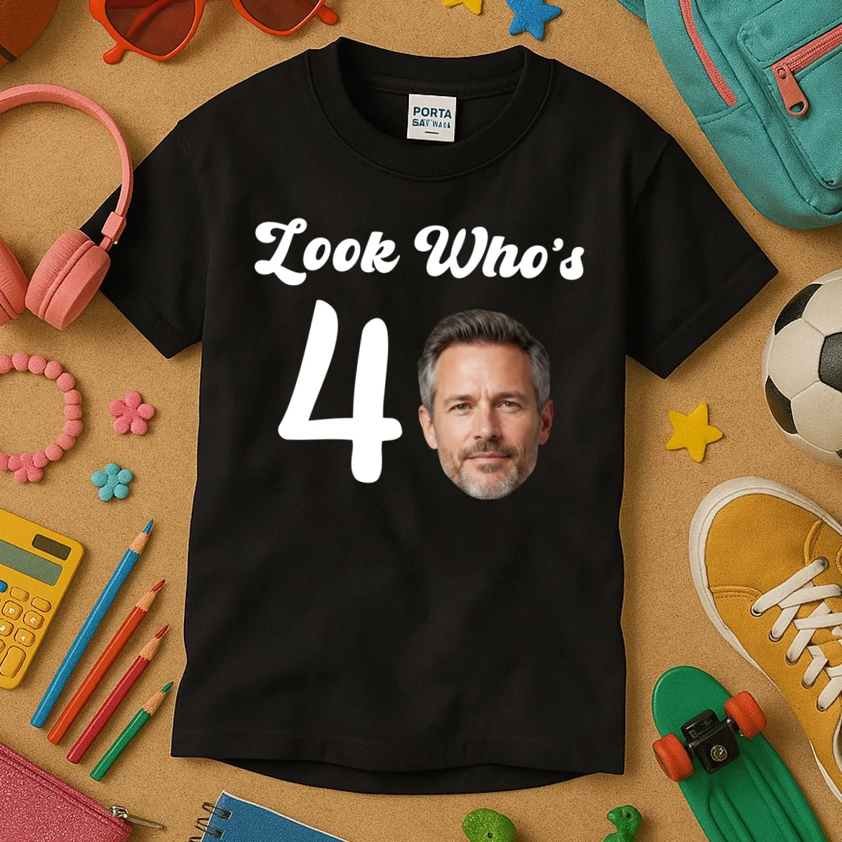 Look Who's Funny Custom Face Birthday Kids T-Shirt - Front 2