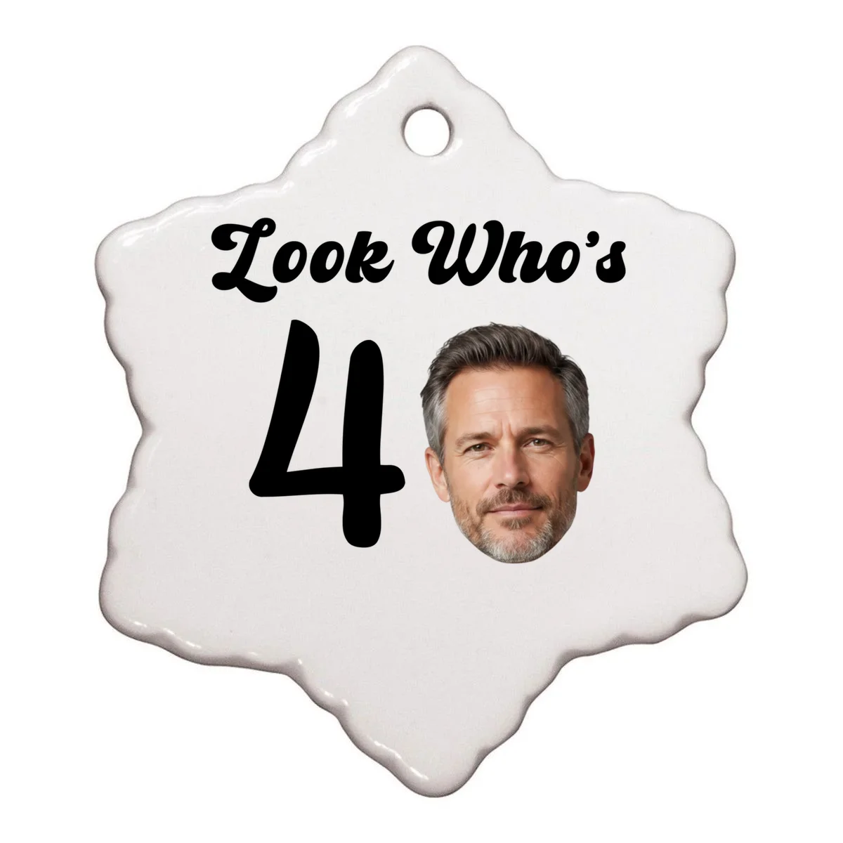 Look Who's Funny Custom Face Birthday Ornament - Front