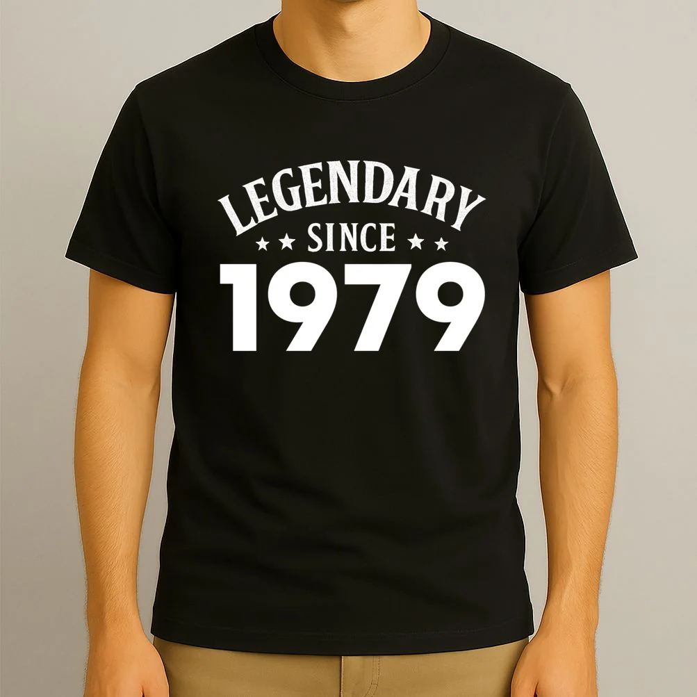 Legendary Since 1979 Vintage Birthday Text T-Shirt - Front 3