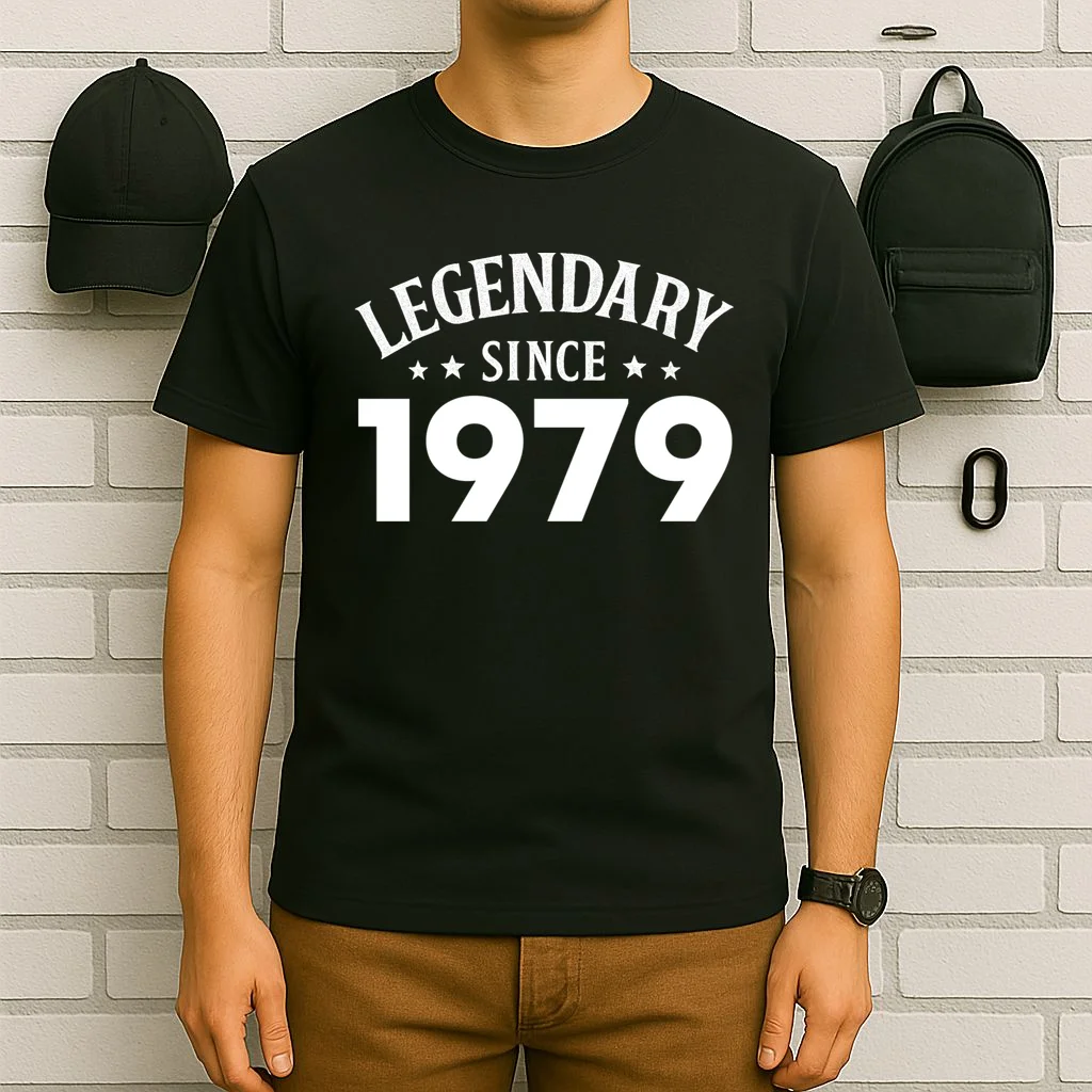 Legendary Since 1979 Vintage Birthday Text T-Shirt - Front 6