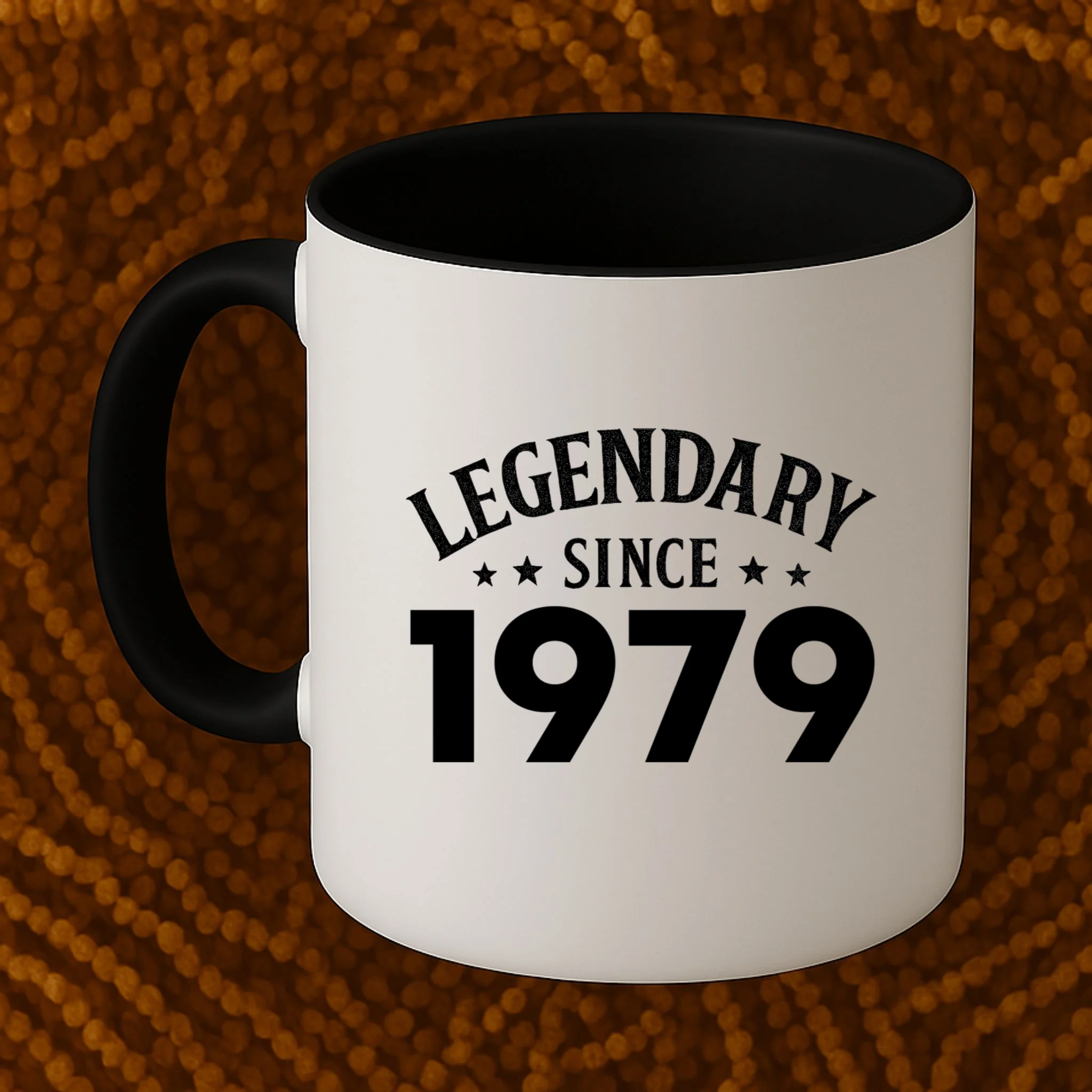 Legendary Since 1979 Vintage Birthday Text Mug - Front 1