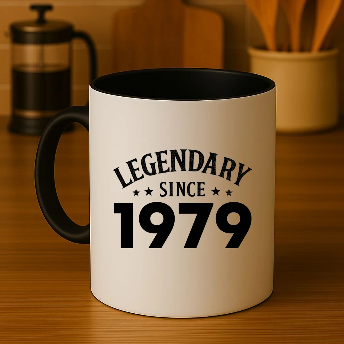Legendary Since 1979 Vintage Birthday Text Mug - Front 3