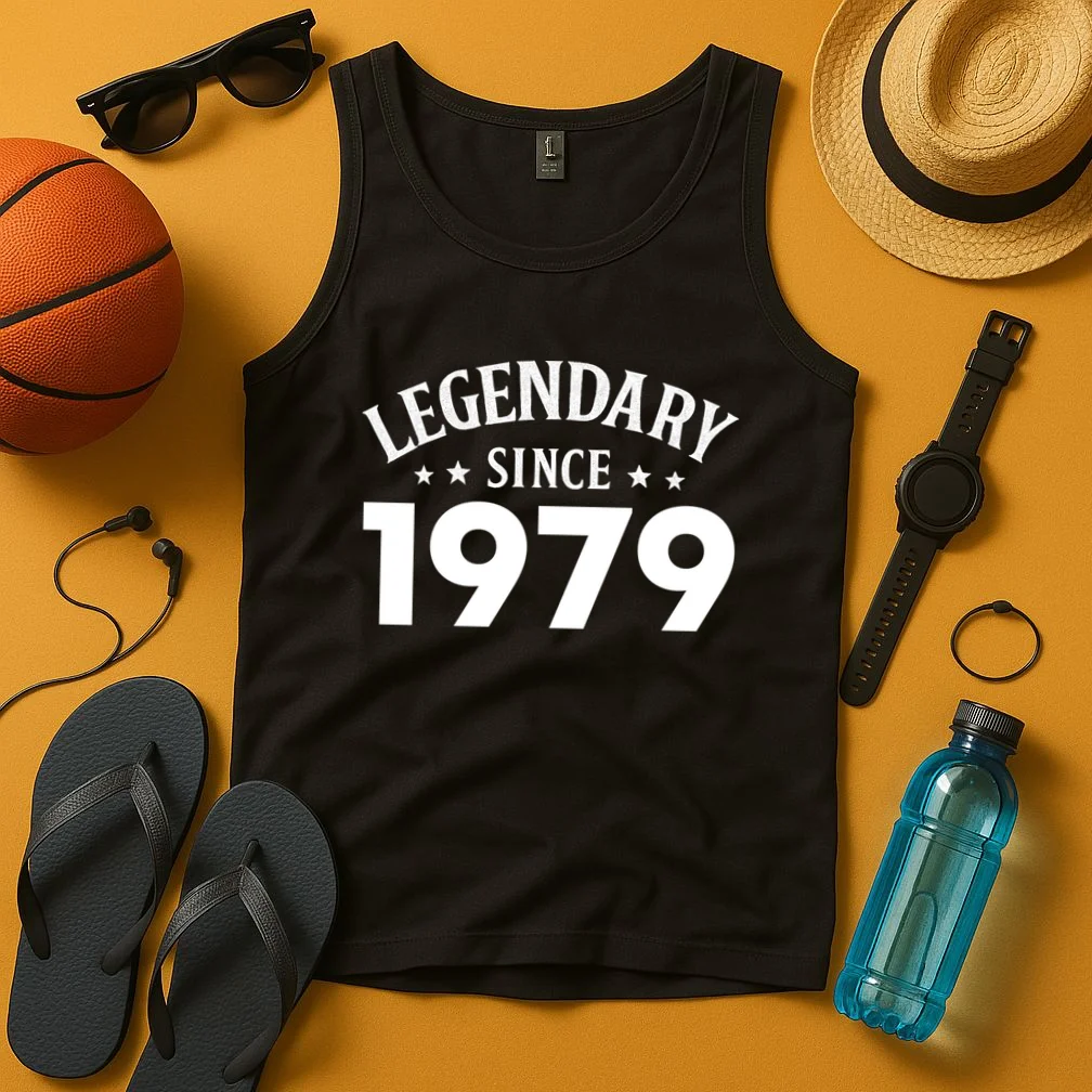 Legendary Since 1979 Vintage Birthday Text Men's Tank Top - Front 3
