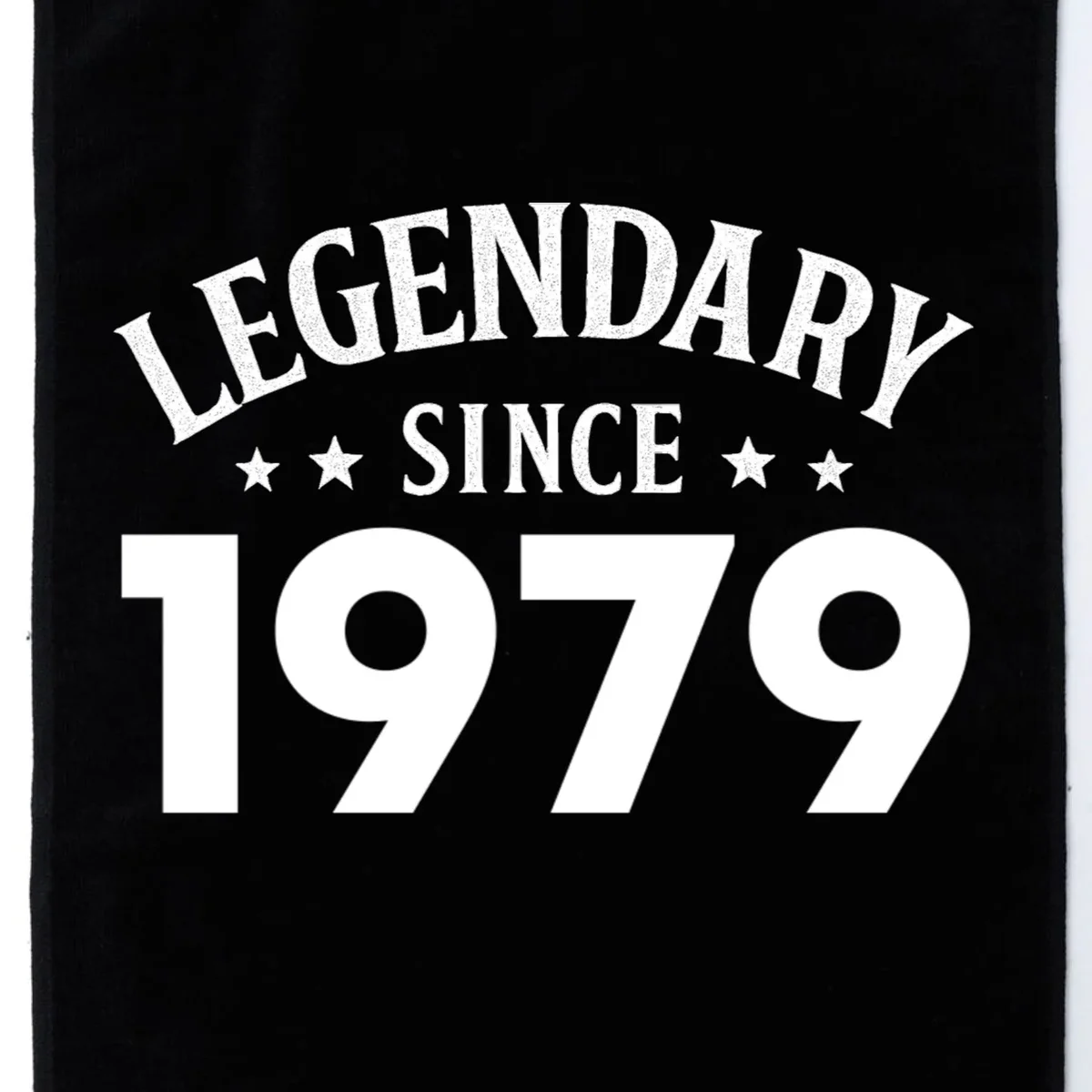 Legendary Since 1979 Vintage Birthday Text Golf Towel - Front - Close-up