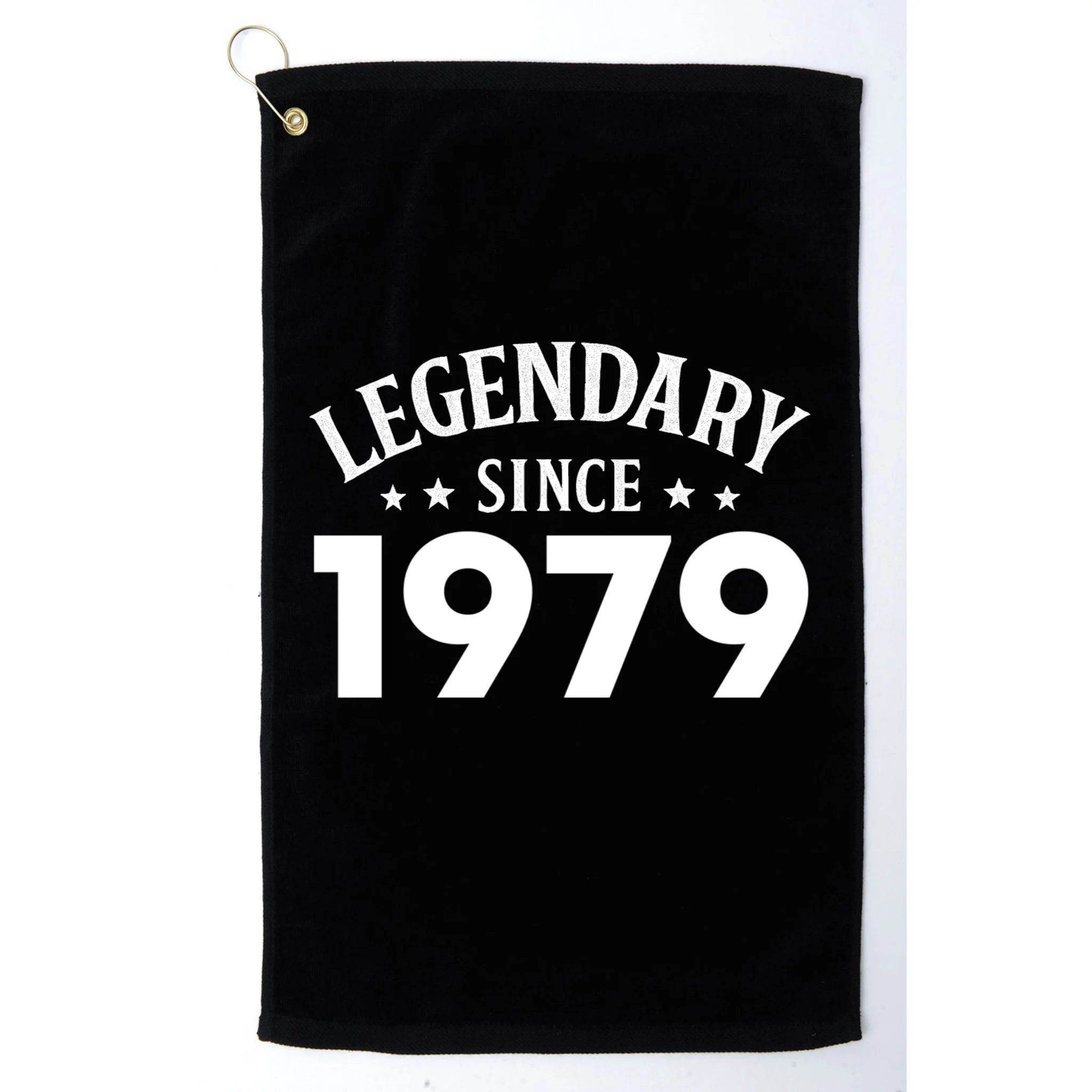 Legendary Since 1979 Vintage Birthday Text Golf Towel - Front