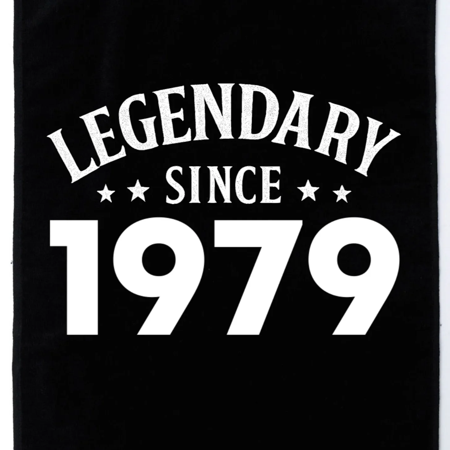 Legendary Since 1979 Vintage Birthday Text Golf Towel - Front - Close-up