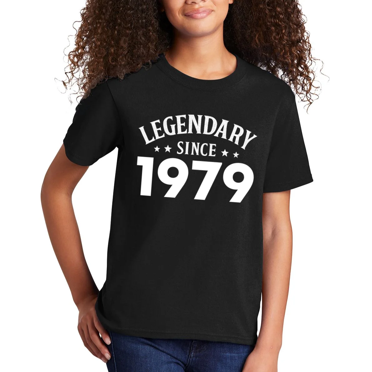 Legendary Since 1979 Vintage Birthday Text Kids T-Shirt - Front 1