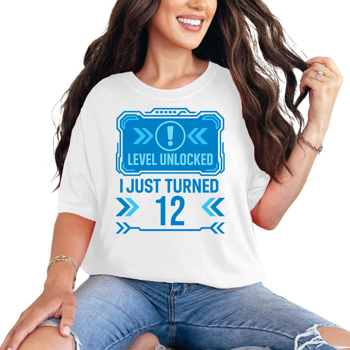 LEVEL UNLOCKED I JUST TURNED – Custom Kids Birthday Level Unlocked Birthday T-Shirt - Front