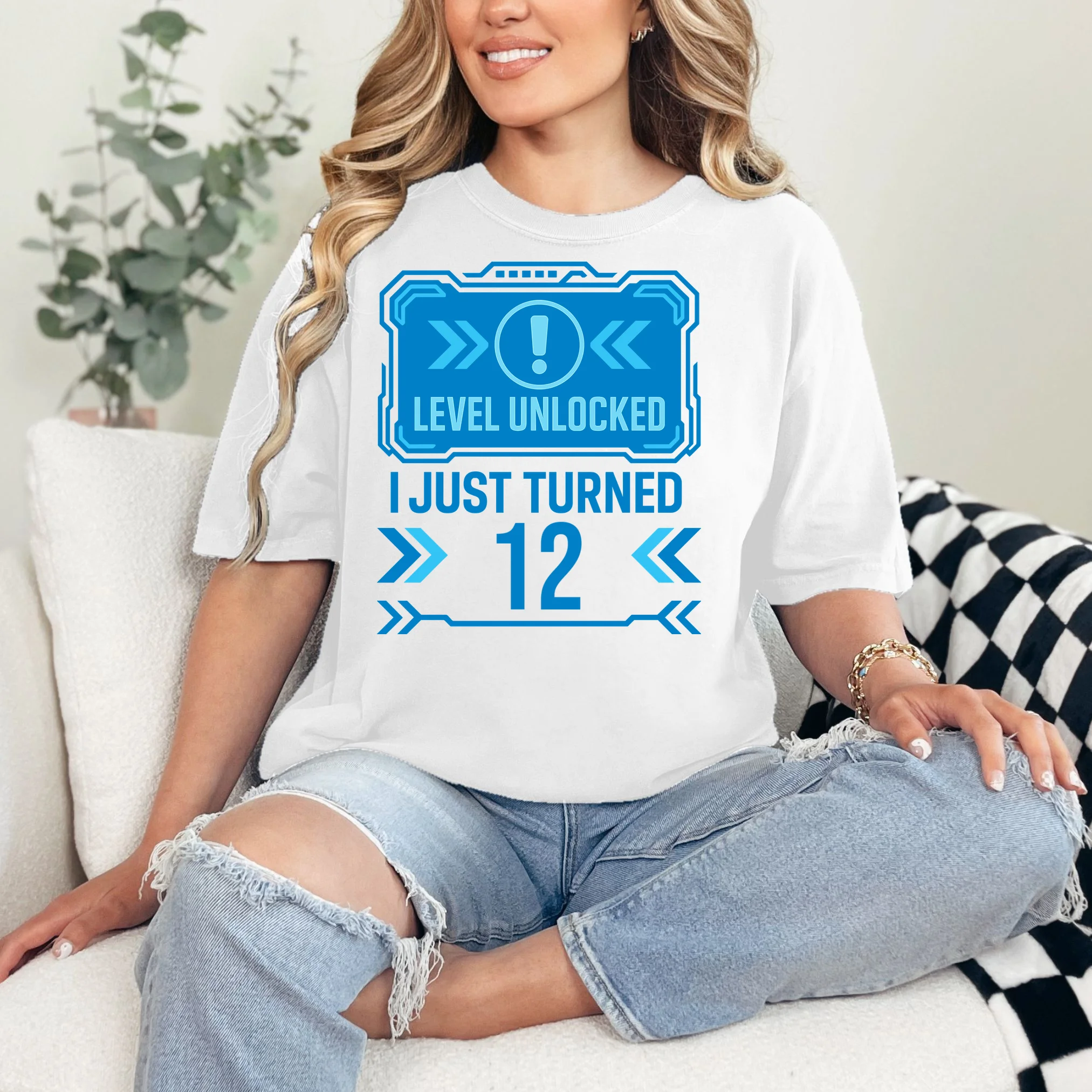 LEVEL UNLOCKED I JUST TURNED – Custom Kids Birthday Level Unlocked Birthday T-Shirt - Front 1