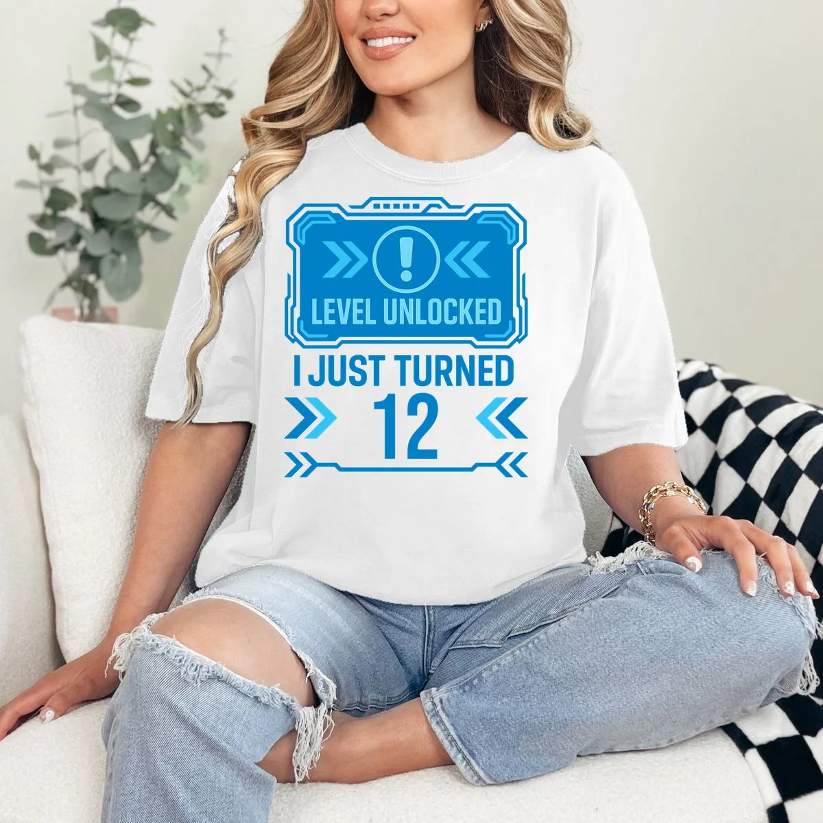 LEVEL UNLOCKED I JUST TURNED – Custom Kids Birthday Level Unlocked Birthday T-Shirt - Front 1