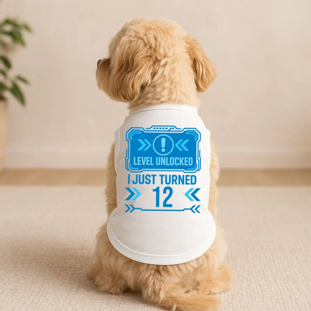 LEVEL UNLOCKED I JUST TURNED – Custom Kids Birthday Level Unlocked Birthday Doggie Tank - Front 1