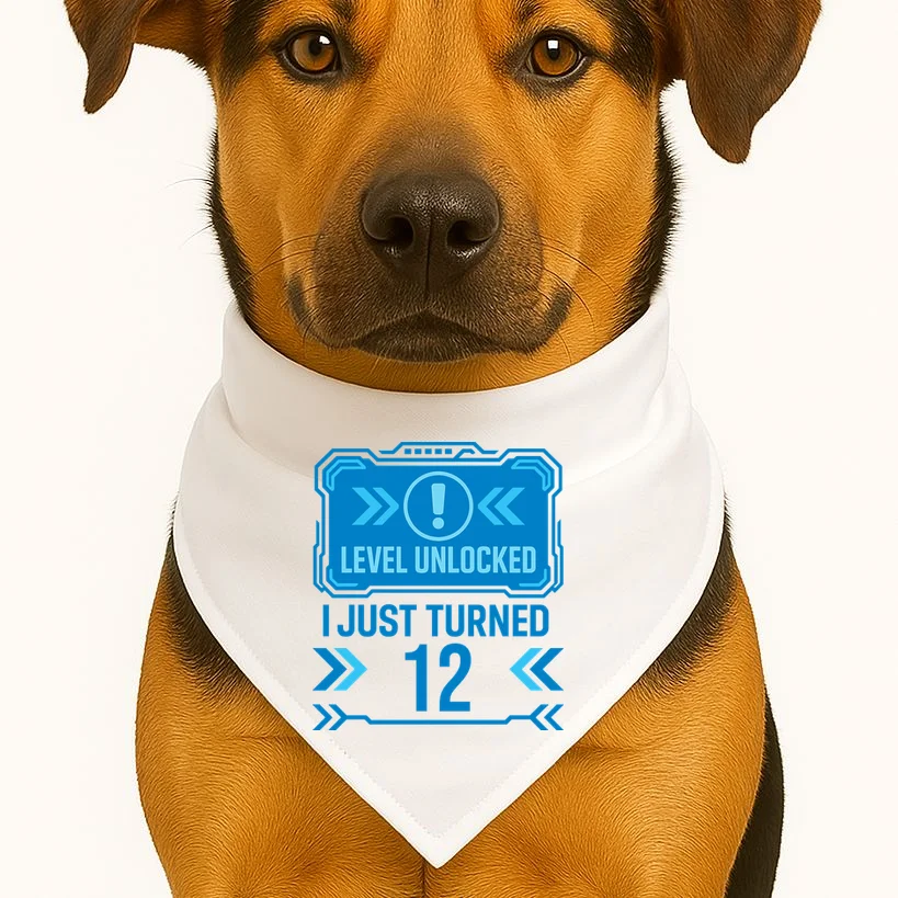 LEVEL UNLOCKED I JUST TURNED – Custom Kids Birthday Level Unlocked Birthday Dog Bandana - Front 1