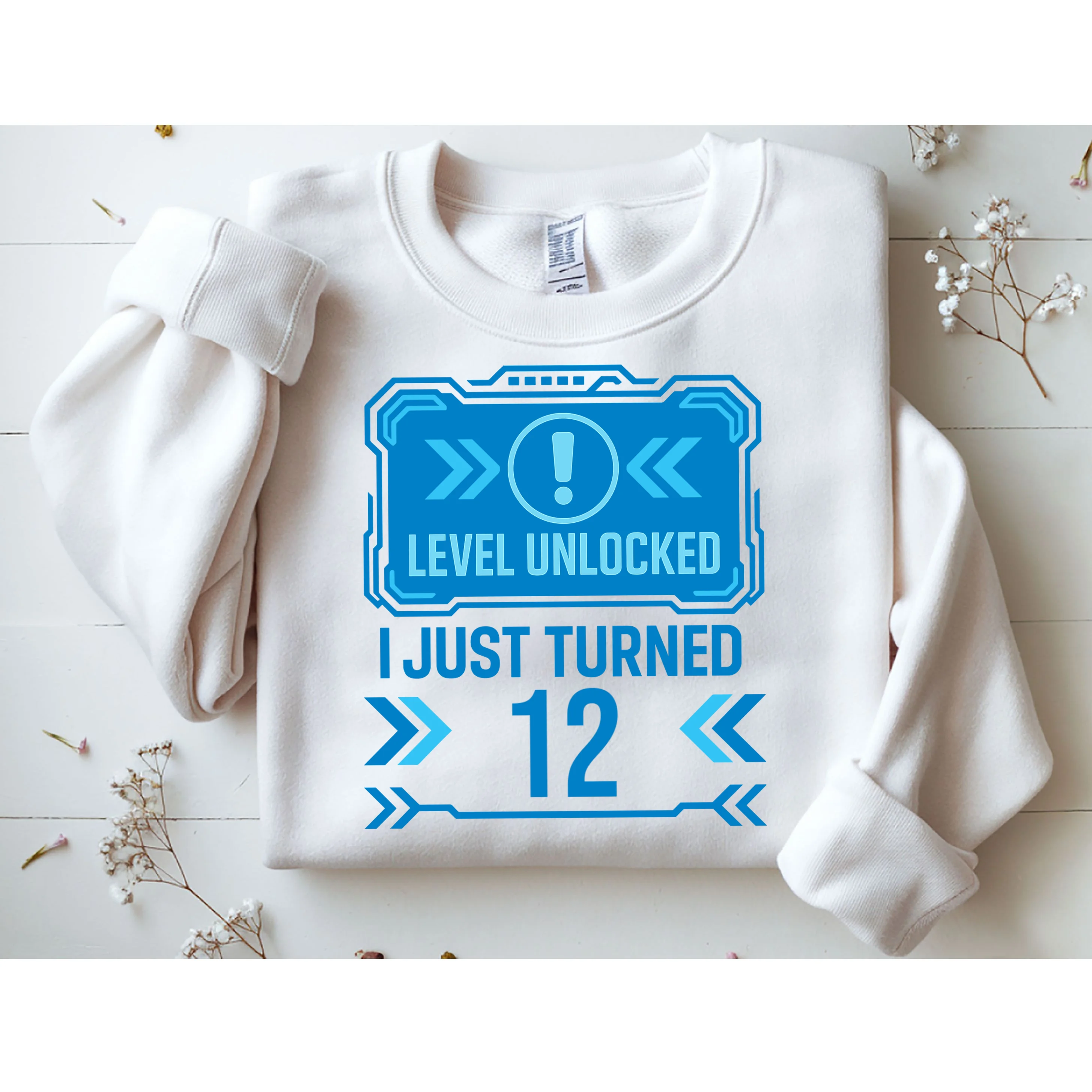 LEVEL UNLOCKED I JUST TURNED – Custom Kids Birthday Level Unlocked Birthday Sweatshirt - Front 1