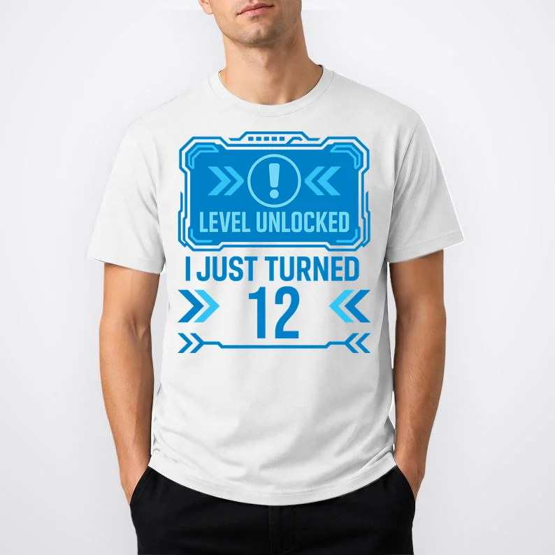 LEVEL UNLOCKED I JUST TURNED – Custom Kids Birthday Level Unlocked Birthday T-Shirt - Front 1