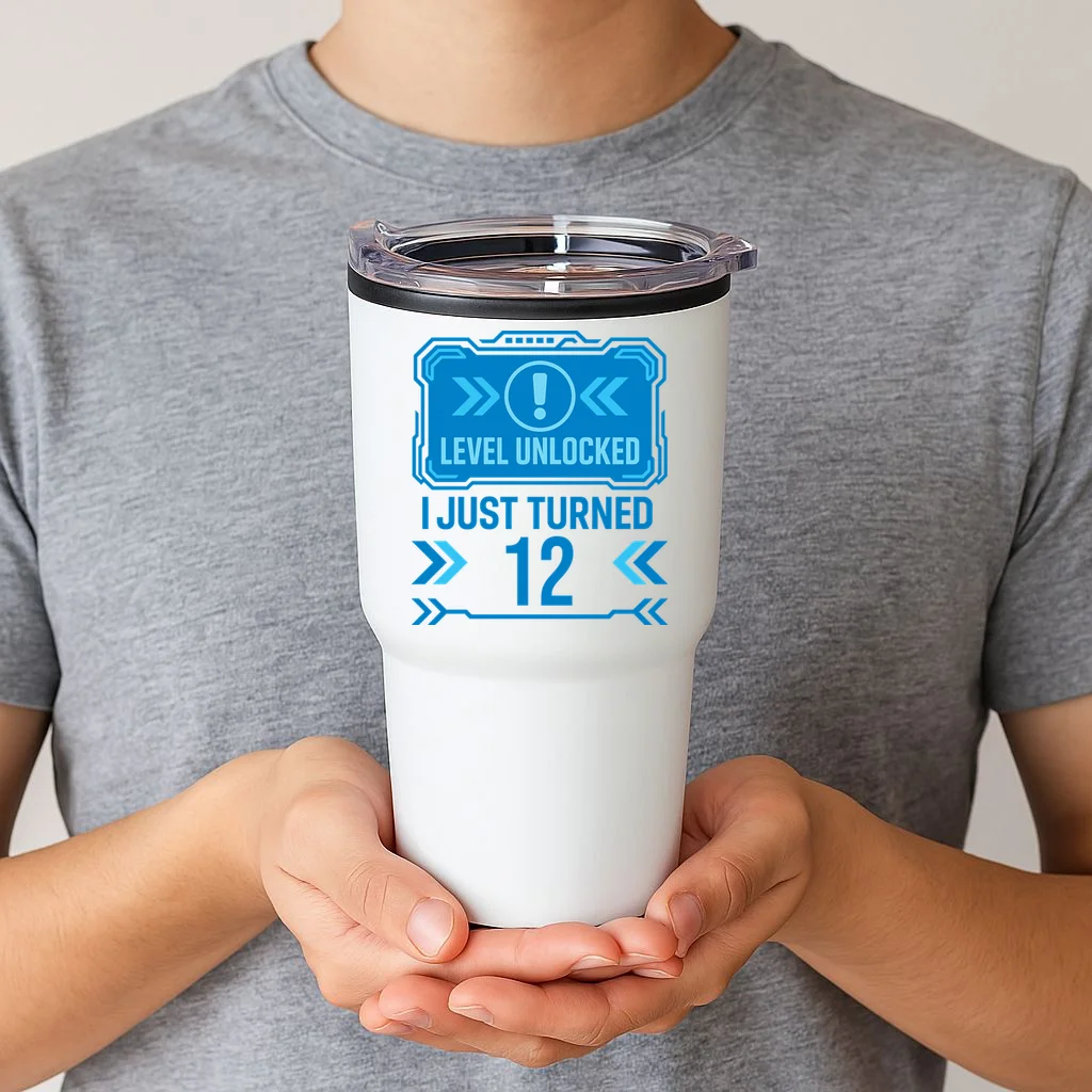 LEVEL UNLOCKED I JUST TURNED – Custom Kids Birthday Level Unlocked Birthday 20oz Tumbler - Front 1