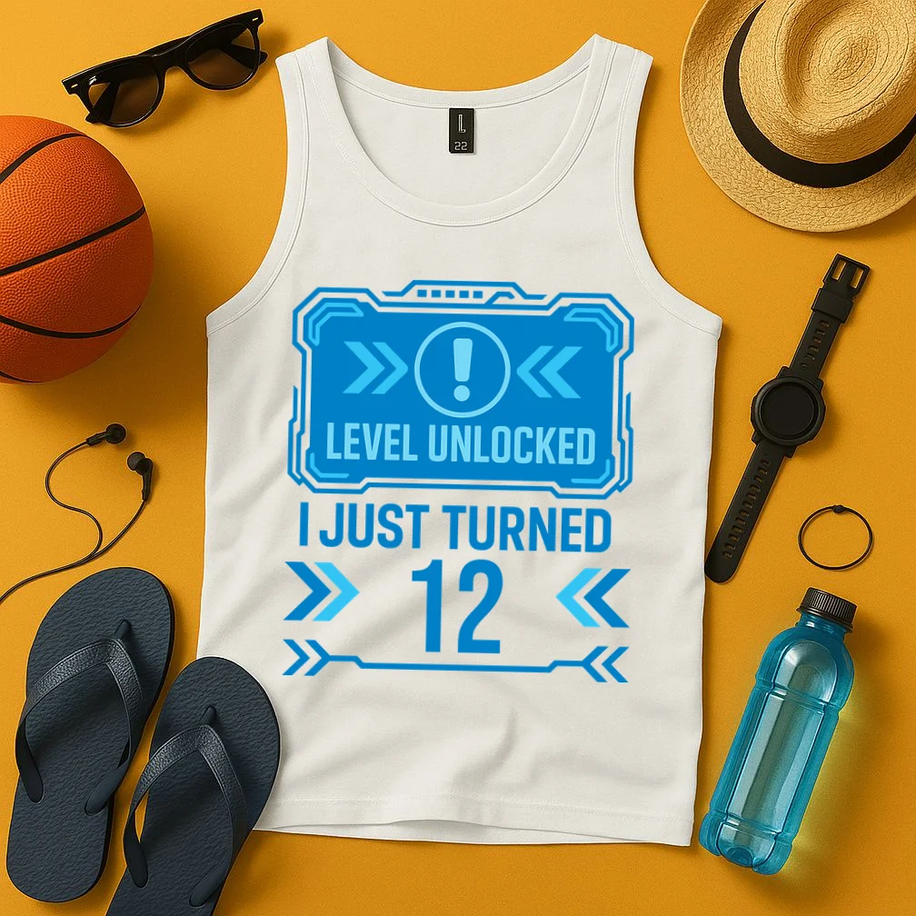 LEVEL UNLOCKED I JUST TURNED – Custom Kids Birthday Level Unlocked Birthday Tank Top - Front 3