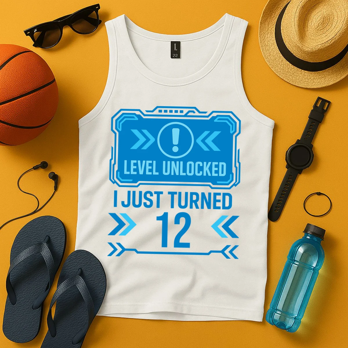LEVEL UNLOCKED I JUST TURNED – Custom Kids Birthday Level Unlocked Birthday Tank Top - Front 3