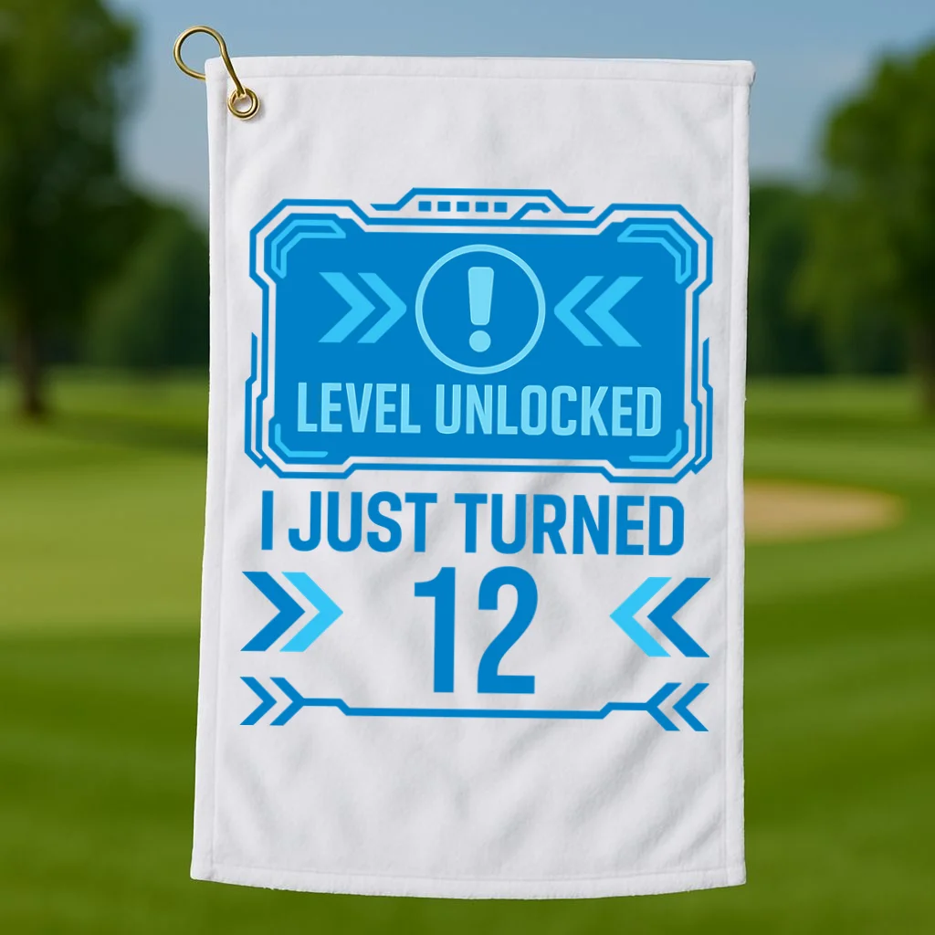 LEVEL UNLOCKED I JUST TURNED – Custom Kids Birthday Level Unlocked Birthday Golf Towel - Front 1