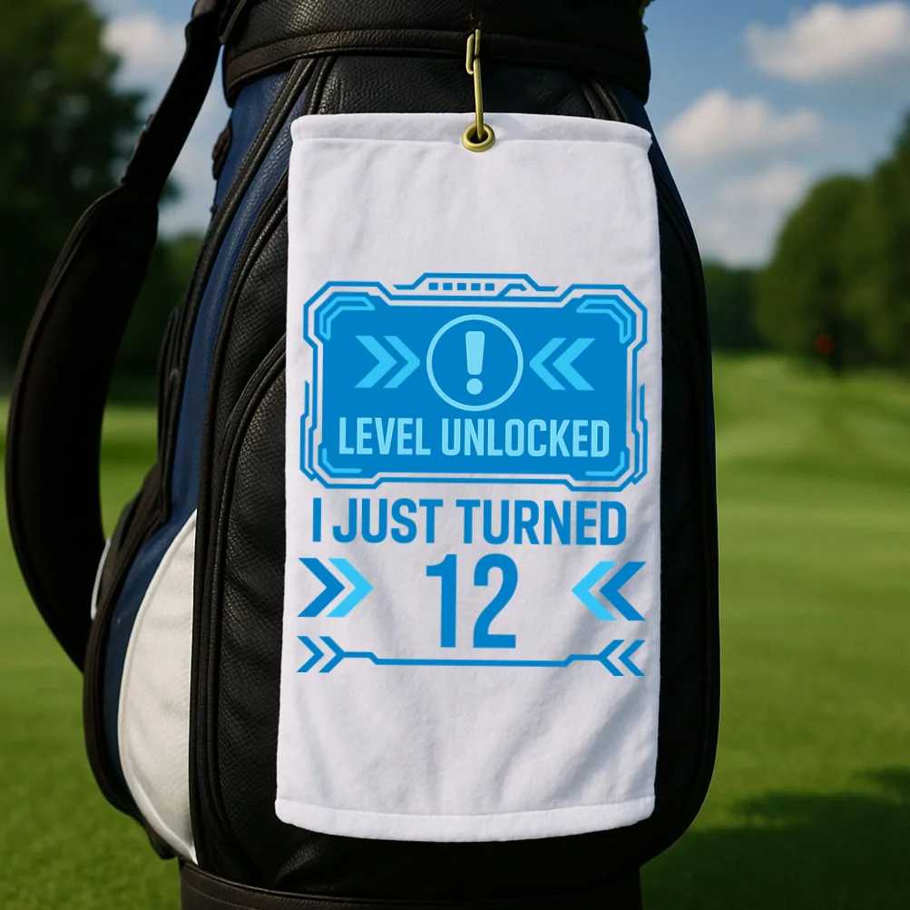 LEVEL UNLOCKED I JUST TURNED – Custom Kids Birthday Level Unlocked Birthday Golf Towel - Front 2