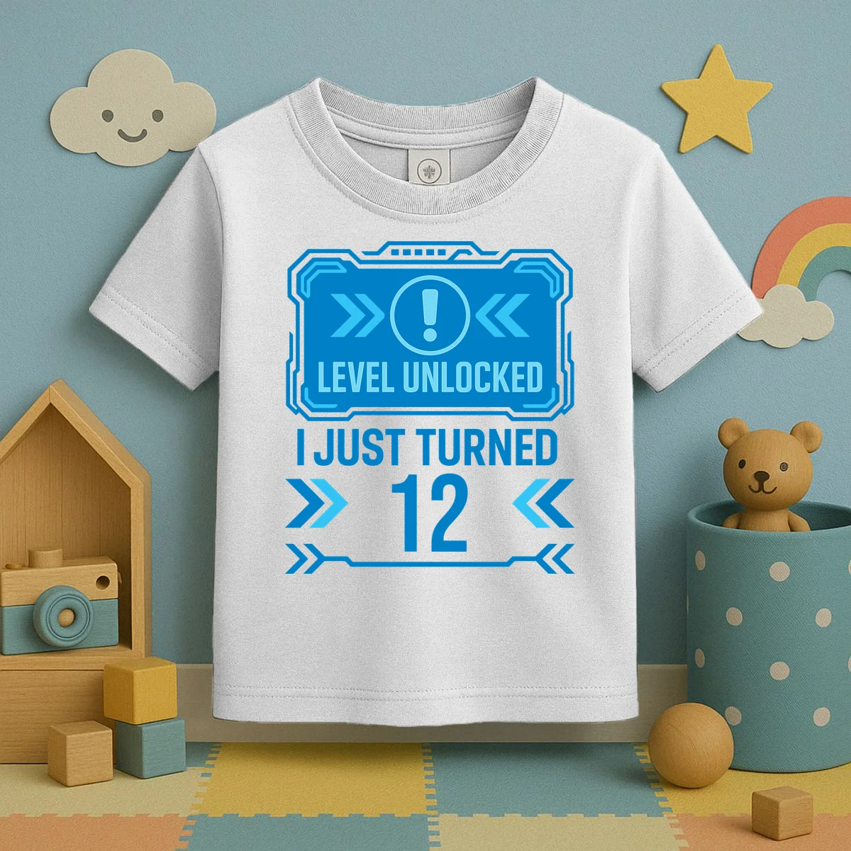LEVEL UNLOCKED I JUST TURNED – Custom Kids Birthday Level Unlocked Birthday Toddler T-Shirt - Front 2