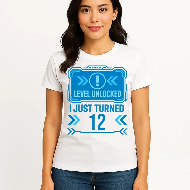 LEVEL UNLOCKED I JUST TURNED – Custom Kids Birthday Level Unlocked Birthday Women's T-Shirt - Front 3