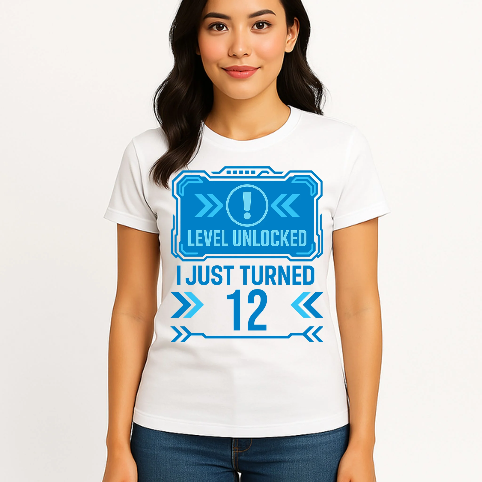 LEVEL UNLOCKED I JUST TURNED – Custom Kids Birthday Level Unlocked Birthday Women's T-Shirt - Front 3