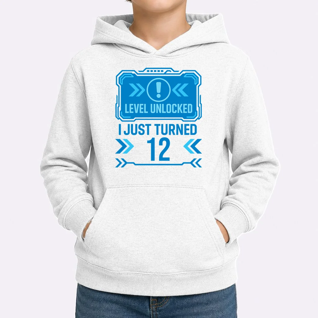 LEVEL UNLOCKED I JUST TURNED – Custom Kids Birthday Level Unlocked Birthday Kids Hoodie - Front 1