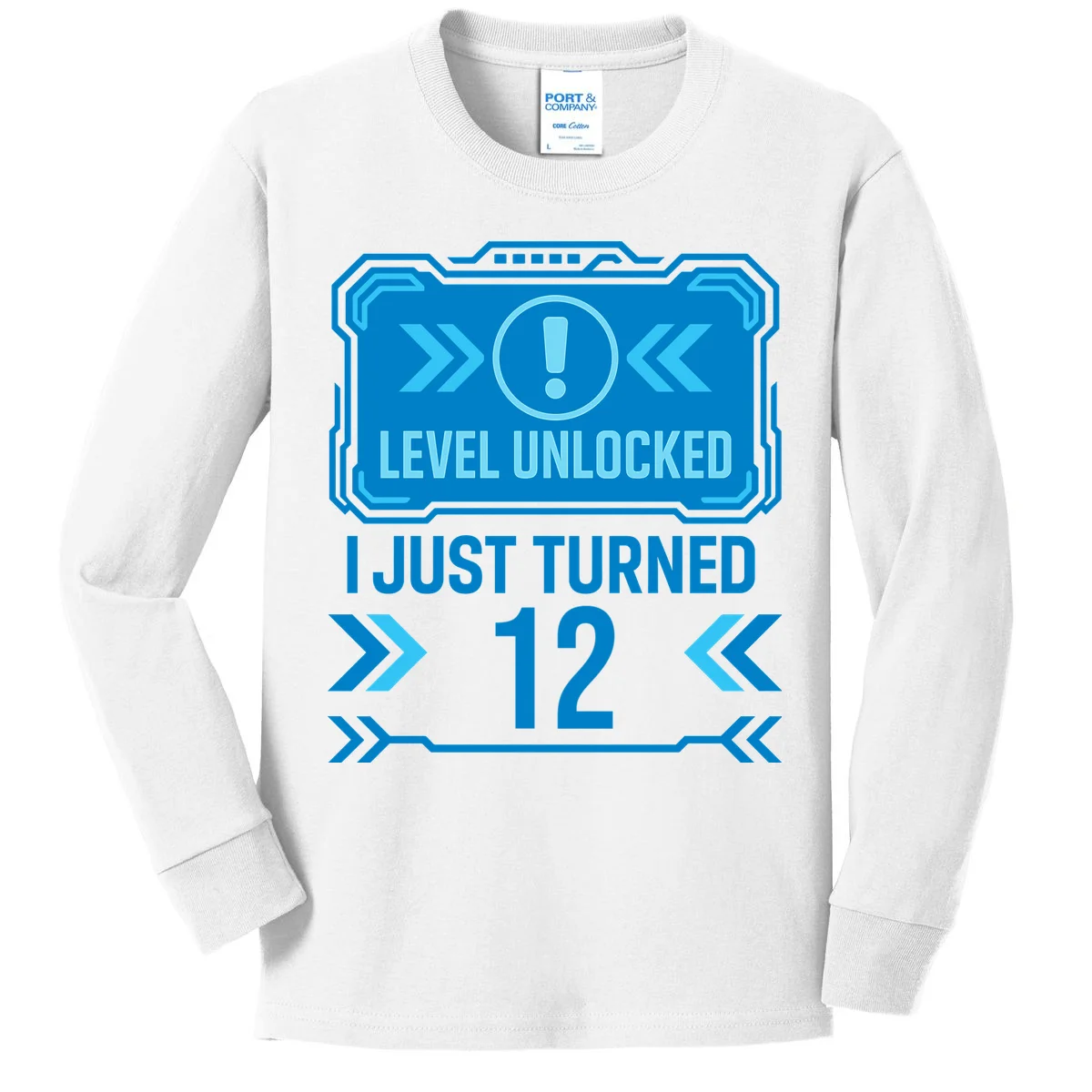 LEVEL UNLOCKED I JUST TURNED – Custom Kids Birthday Level Unlocked Birthday Kids Long Sleeve Shirt - Front
