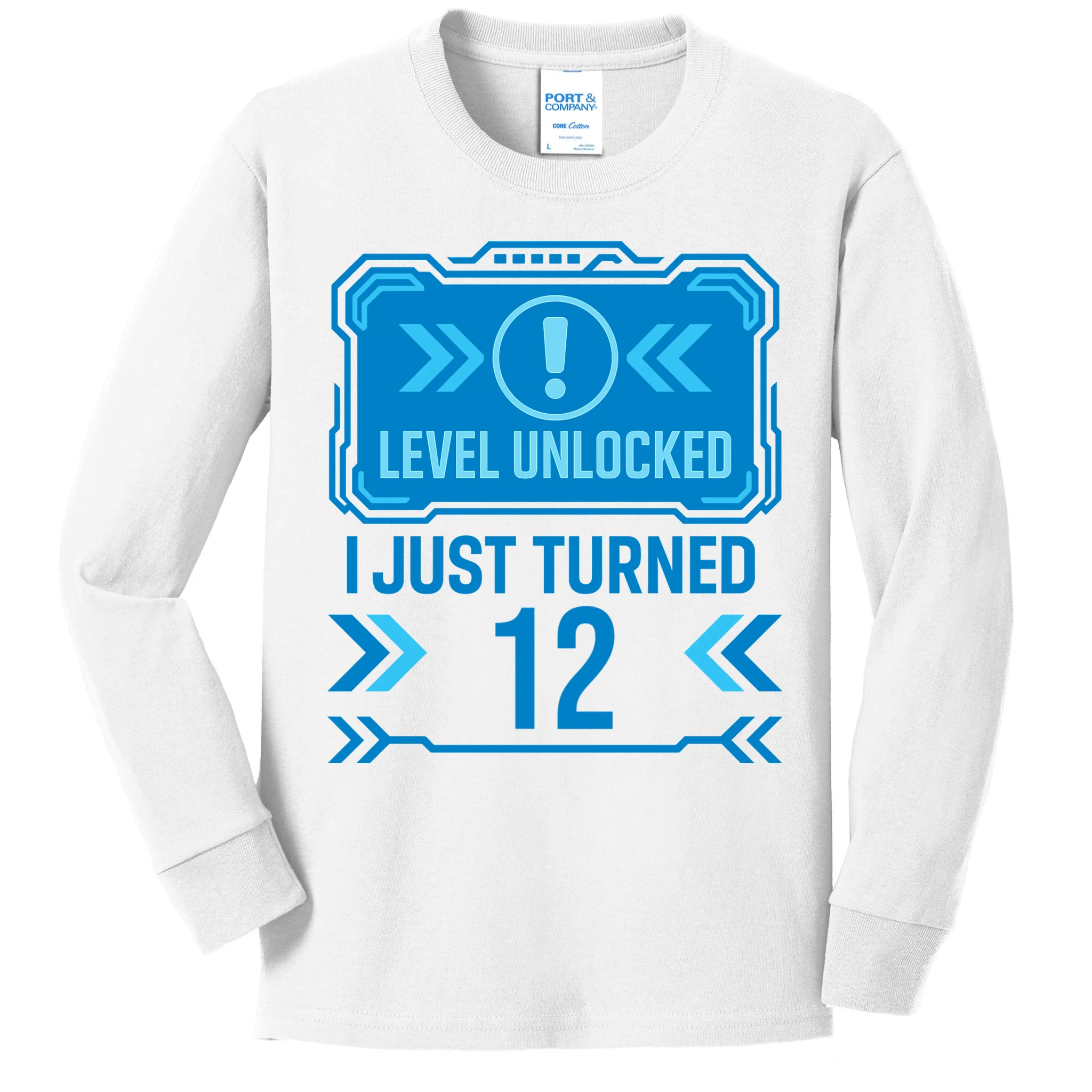 LEVEL UNLOCKED I JUST TURNED – Custom Kids Birthday Level Unlocked Birthday Kids Long Sleeve Shirt - Front