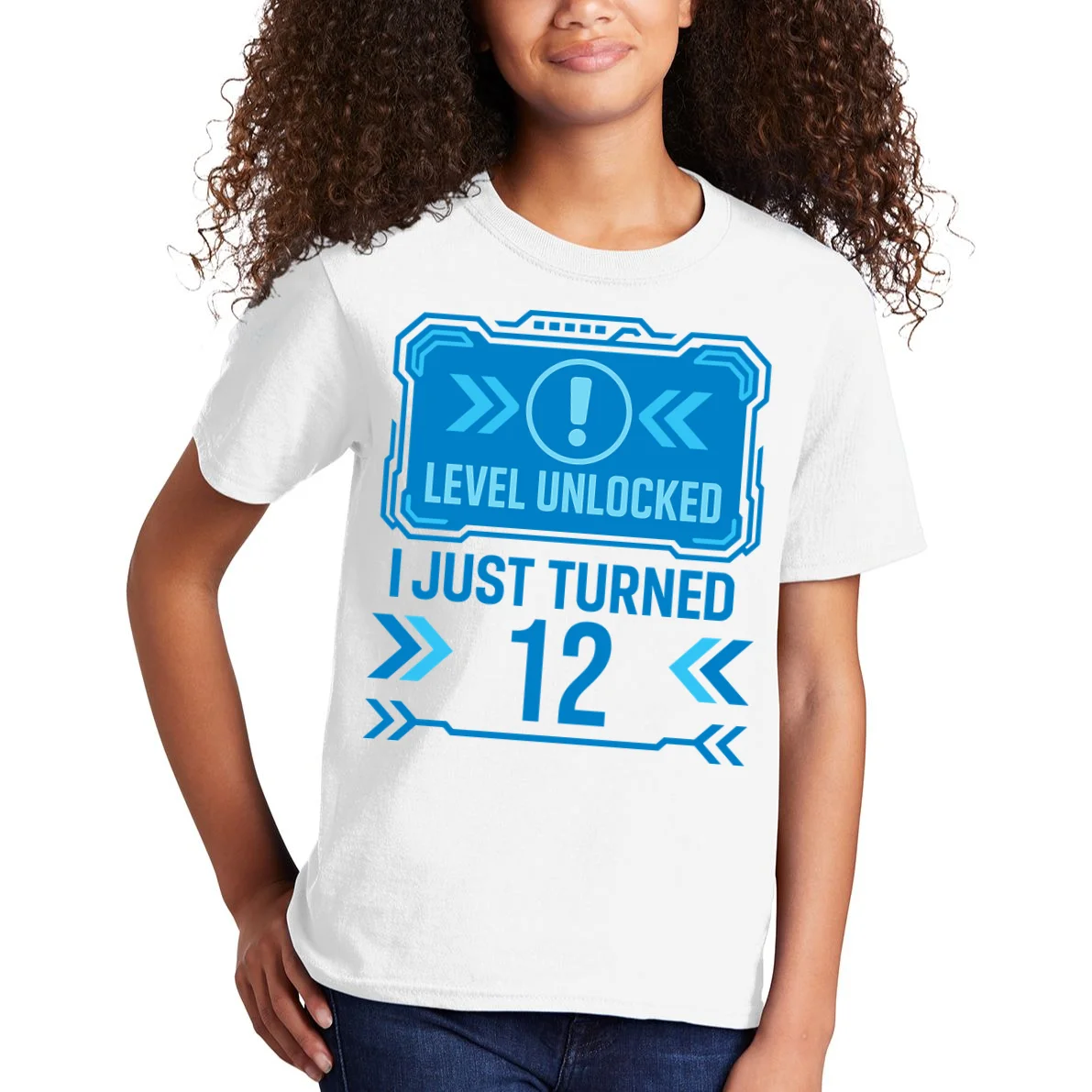 LEVEL UNLOCKED I JUST TURNED – Custom Kids Birthday Level Unlocked Birthday Kids T-Shirt - Front 1