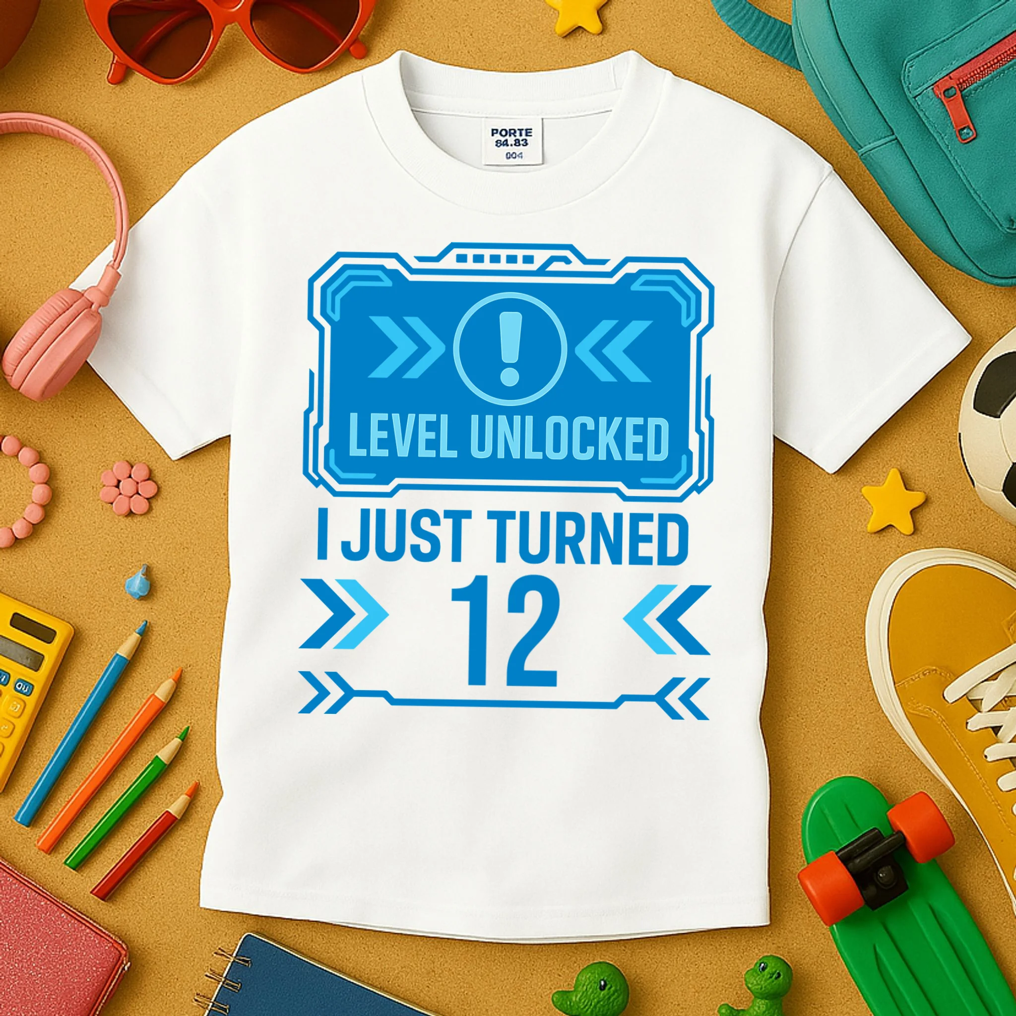 LEVEL UNLOCKED I JUST TURNED – Custom Kids Birthday Level Unlocked Birthday Kids T-Shirt - Front 2