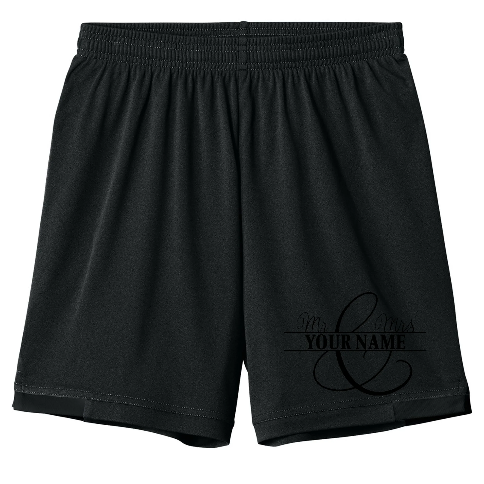 Mr. and Mrs. Custom Last Name Personalized Wedding Gift Anniversary Kids Shorts - Front