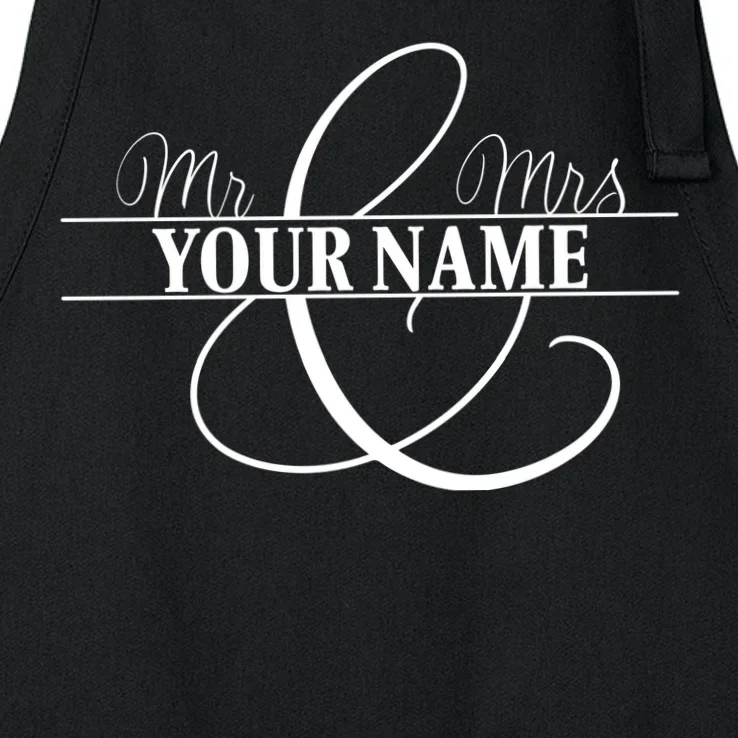 Mr. and Mrs. Custom Last Name Personalized Wedding Gift Anniversary Apron - Front - Close-up