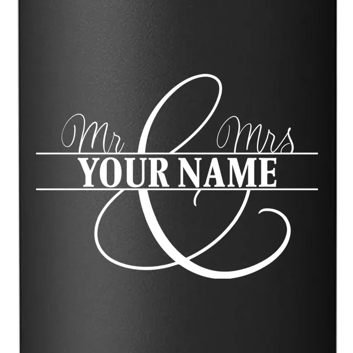Mr. and Mrs. Custom Last Name Personalized Wedding Gift Anniversary 24oz Water Bottle - Front - Close-up