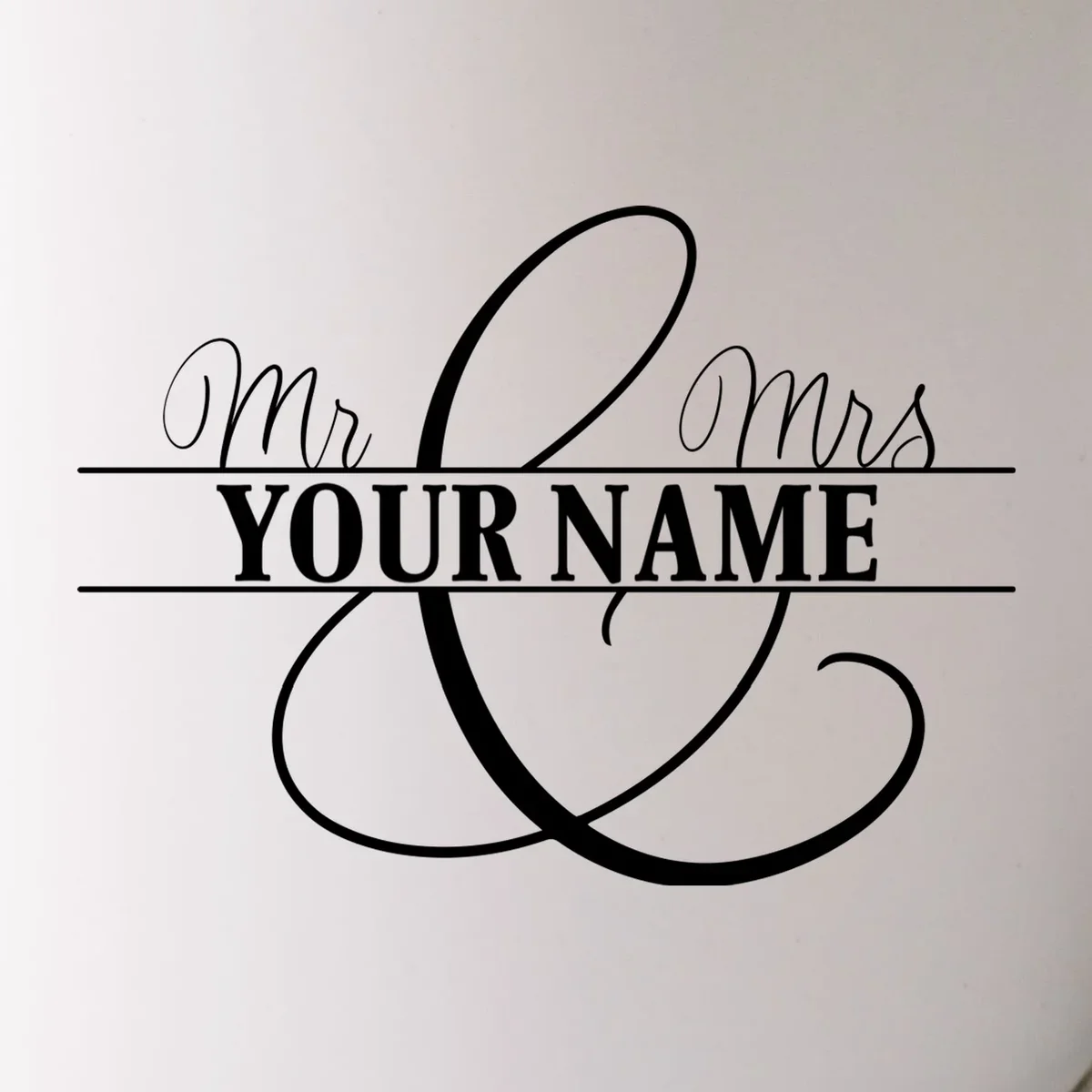 Mr. and Mrs. Custom Last Name Personalized Wedding Gift Anniversary Mug - Front - Close-up