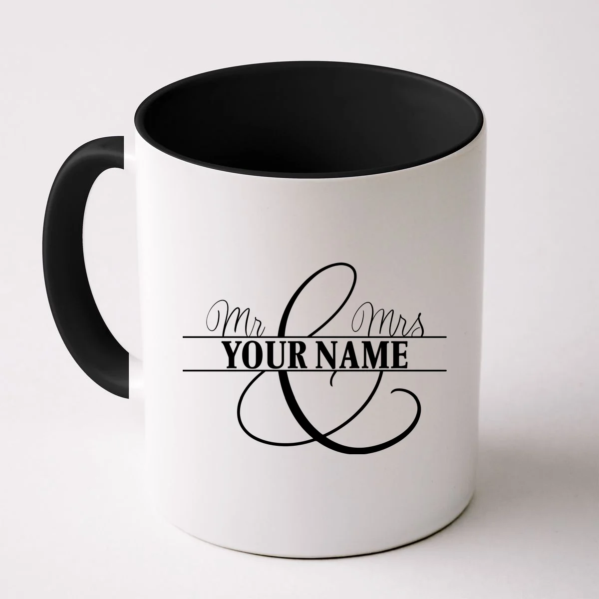 Mr. and Mrs. Custom Last Name Personalized Wedding Gift Anniversary Coffee Mug - Front