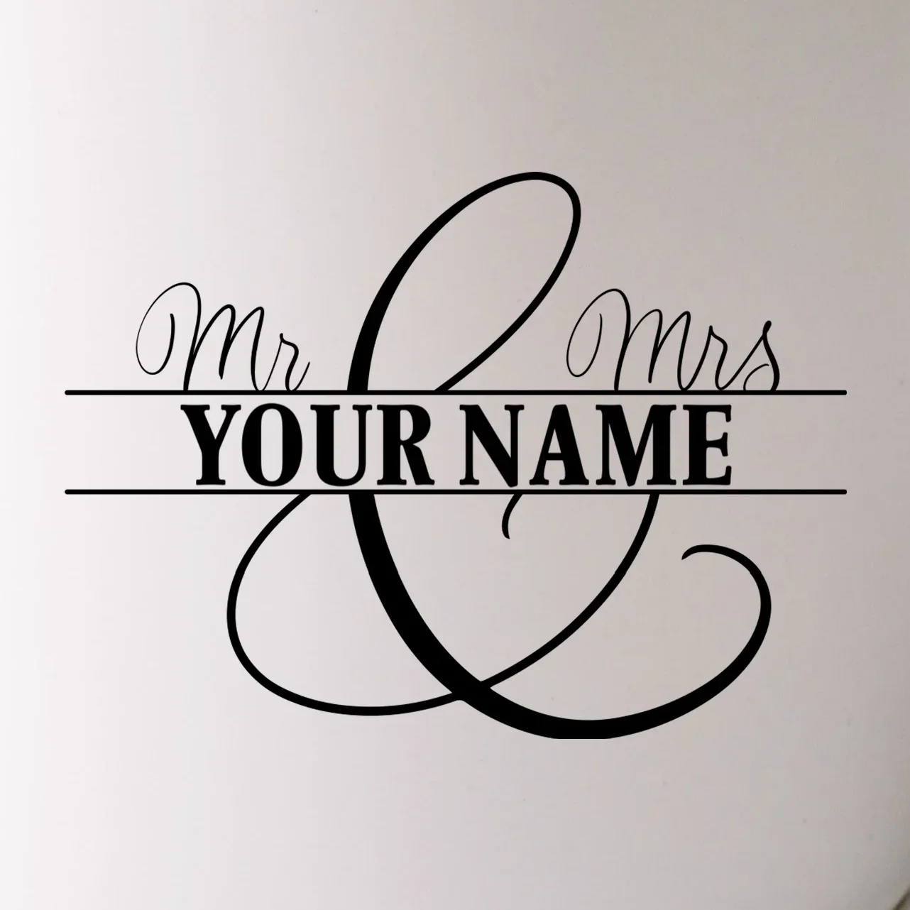 Mr. and Mrs. Custom Last Name Personalized Wedding Gift Anniversary Mug - Front - Close-up