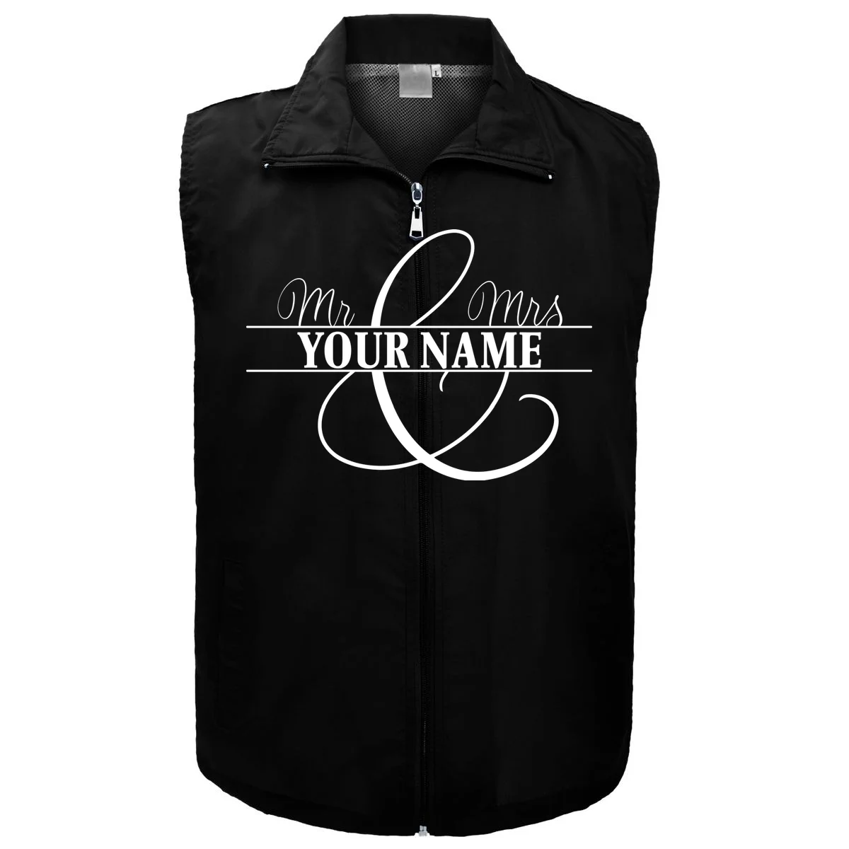 Mr. and Mrs. Custom Last Name Personalized Wedding Gift Anniversary Men's Vest - Front