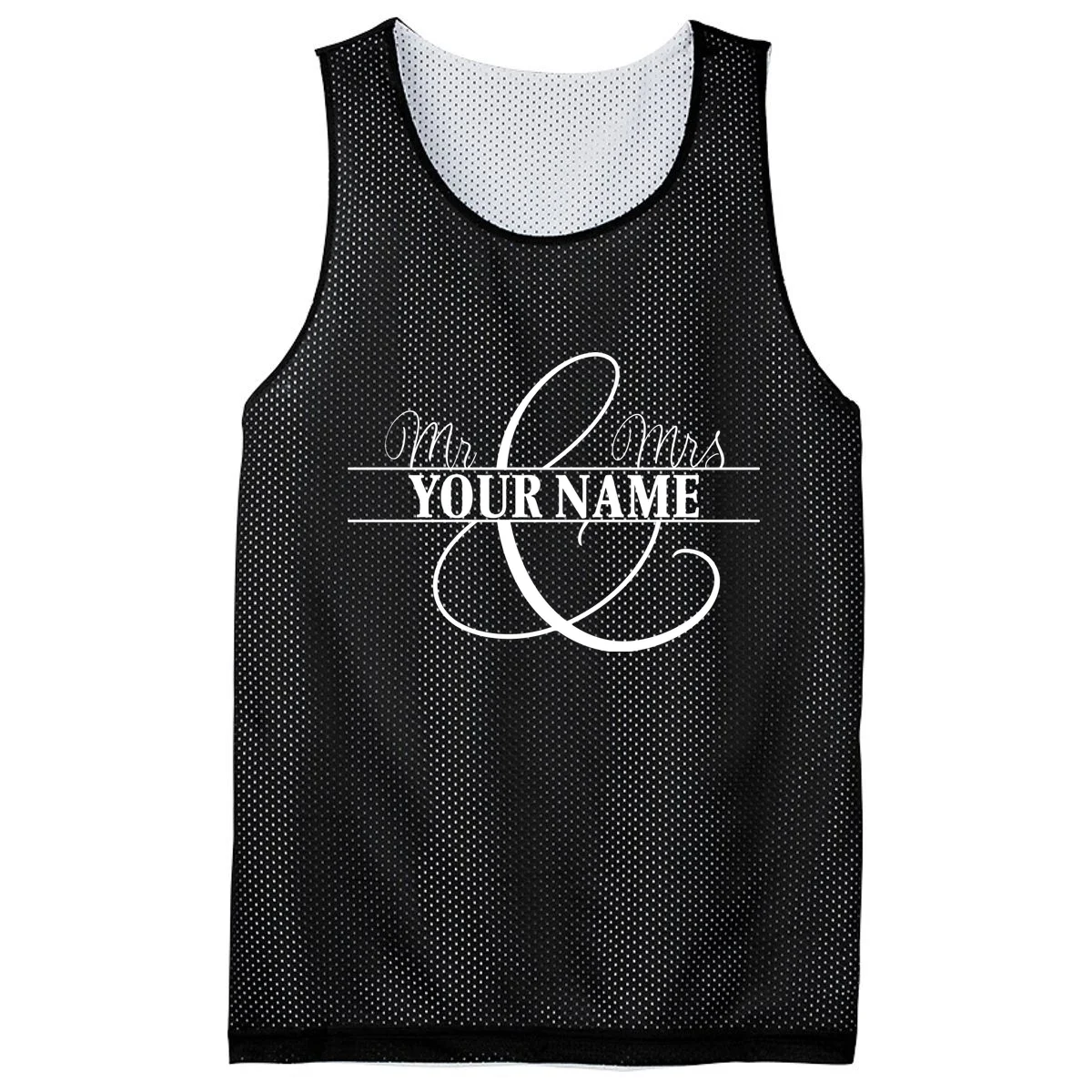 Mr. and Mrs. Custom Last Name Personalized Wedding Gift Anniversary Men's Basketball Jersey - Front