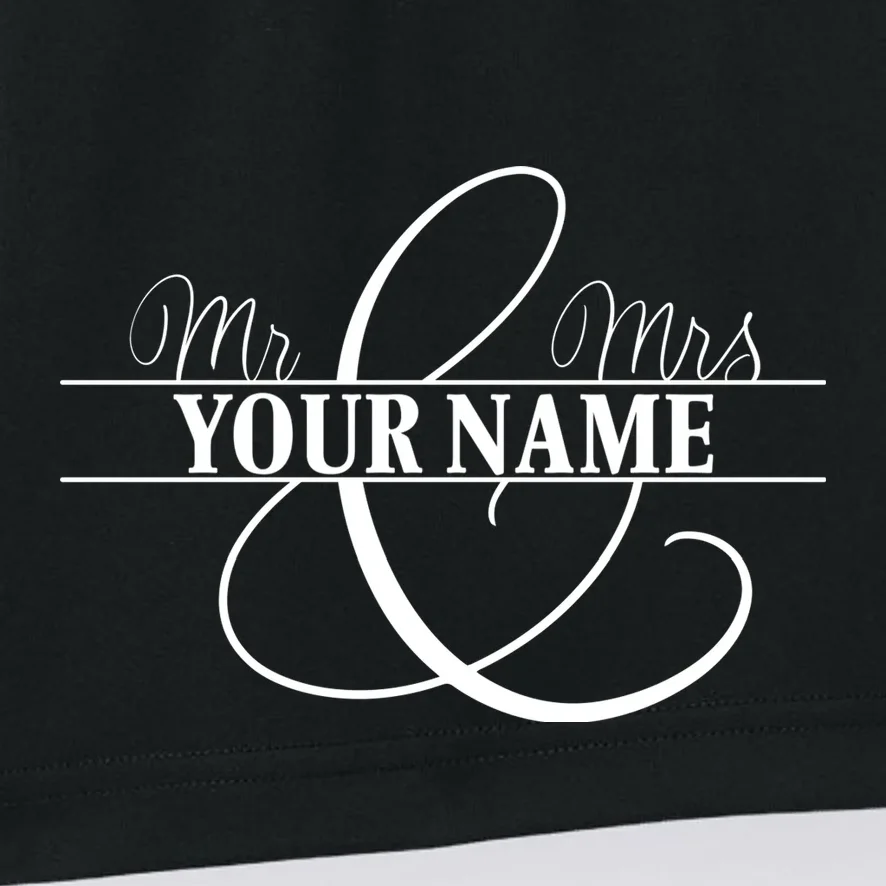 Mr. and Mrs. Custom Last Name Personalized Wedding Gift Anniversary Men's Shorts - Front - Close-up
